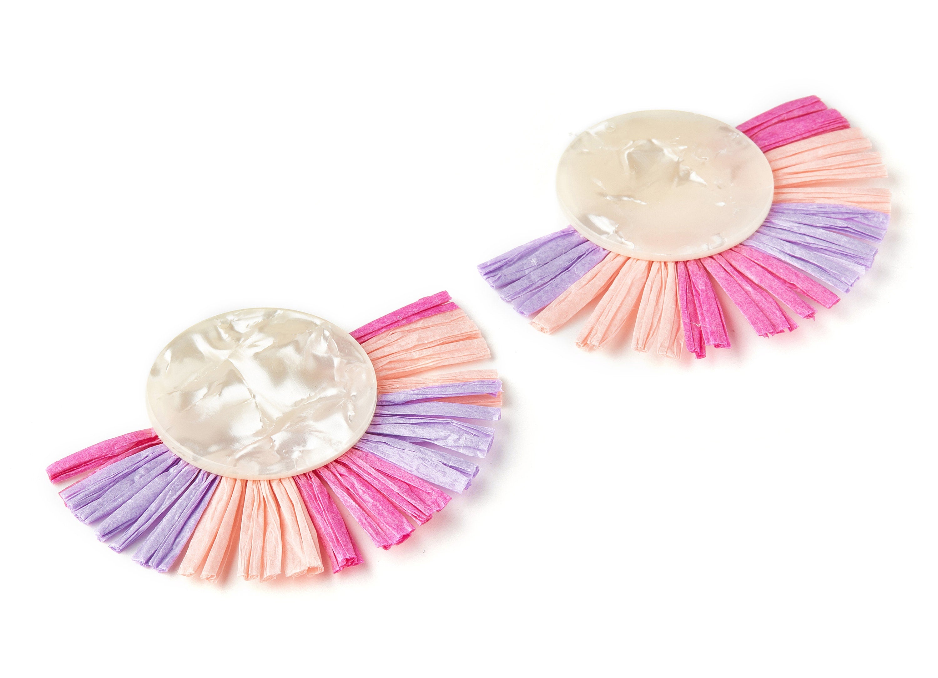 Acetate Tassels Fan Charm - Tassels Fan Single Layer Raffia - Earring Findings - Jewelry Supplies - Color Code: A31 - 70x53x4mm - AC1624-A31 - DOMEDBAZAAR