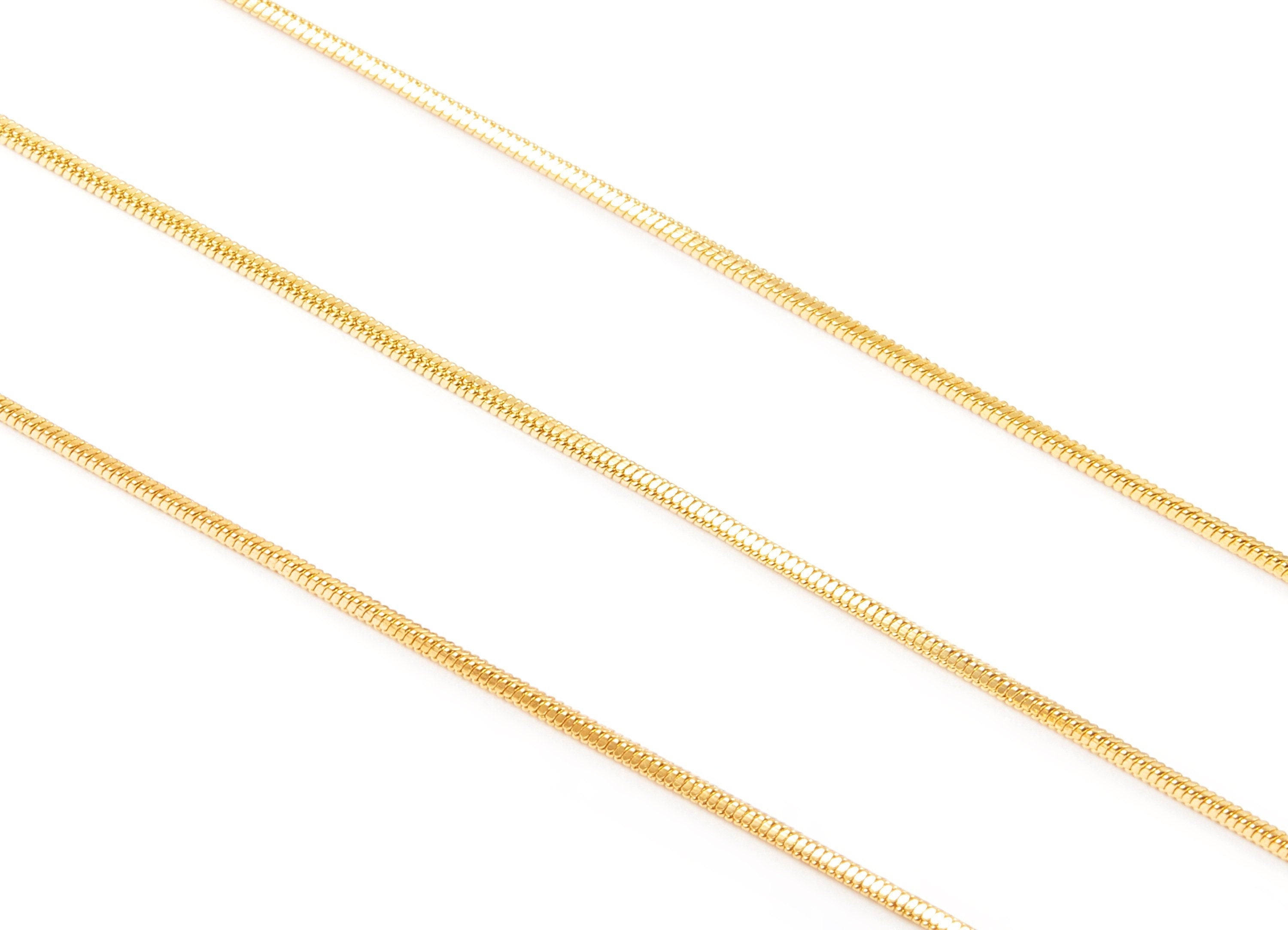 Finished Flat Snake Necklace Chain -16 Inch Raw Brass Chain - Gold Tone Plated Necklace Chain - 0.05&quot; x 0.05&quot;- CC1090 - DOMEDBAZAAR
