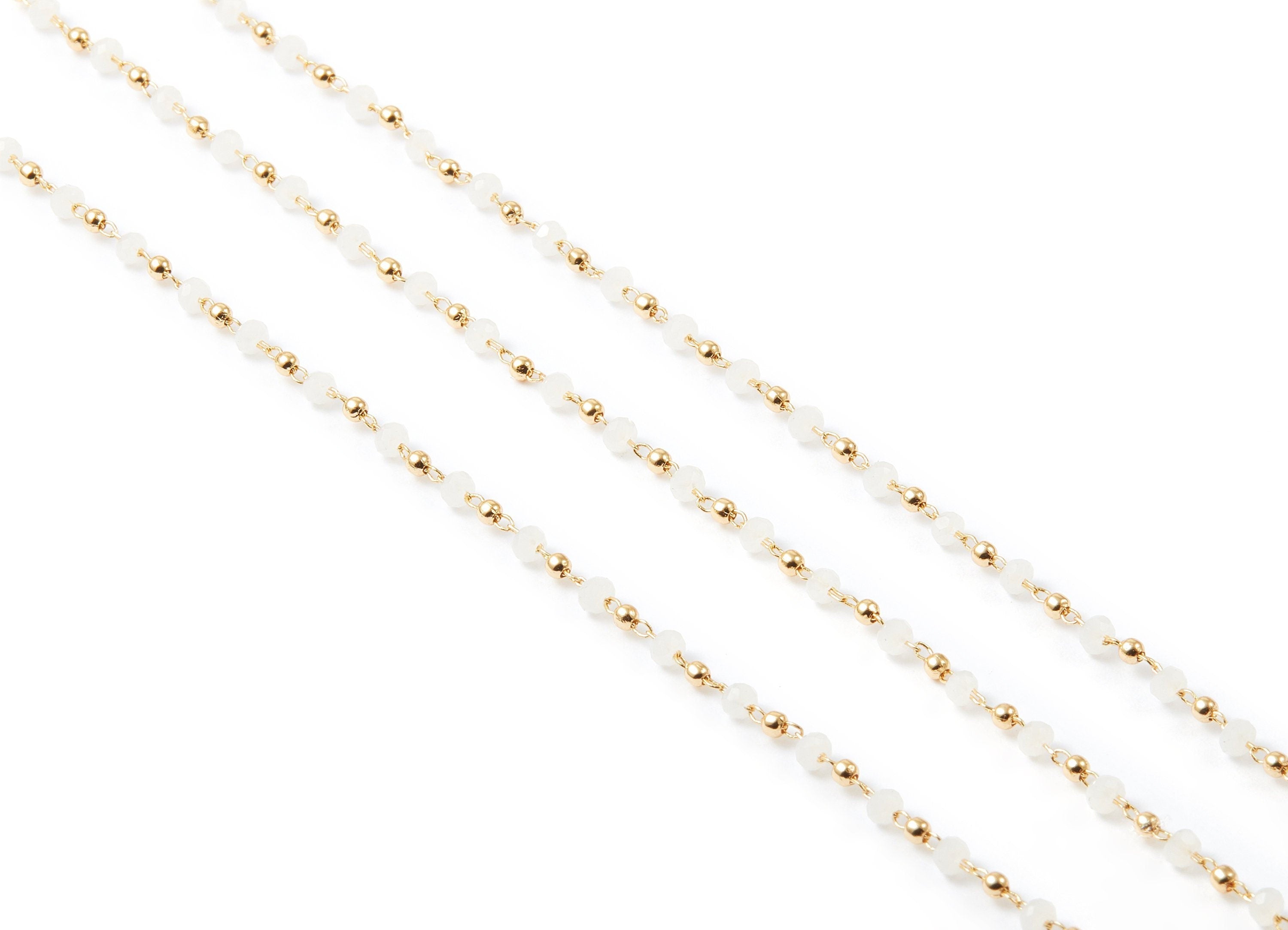 Bead Chain - Ball Satellite Soldered Chain - Brass Cable Chain - 18K Real Gold Plated - Miyuki Bead Chain - 0.12&quot; x 0.08&quot; x 0.01&quot; - RGP1024E - DOMEDBAZAAR