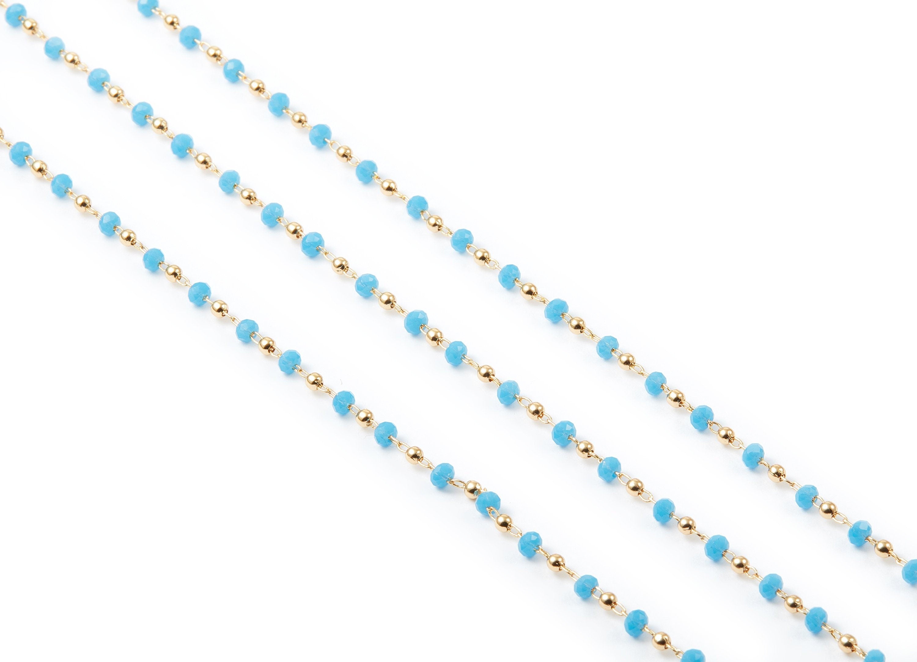 Bead Chain - Ball Satellite Soldered Chain - Brass Cable Chain - 18K Real Gold Plated - Miyuki Bead Chain - 0.12&quot; x 0.08&quot; x 0.01&quot; - RGP1024F - DOMEDBAZAAR