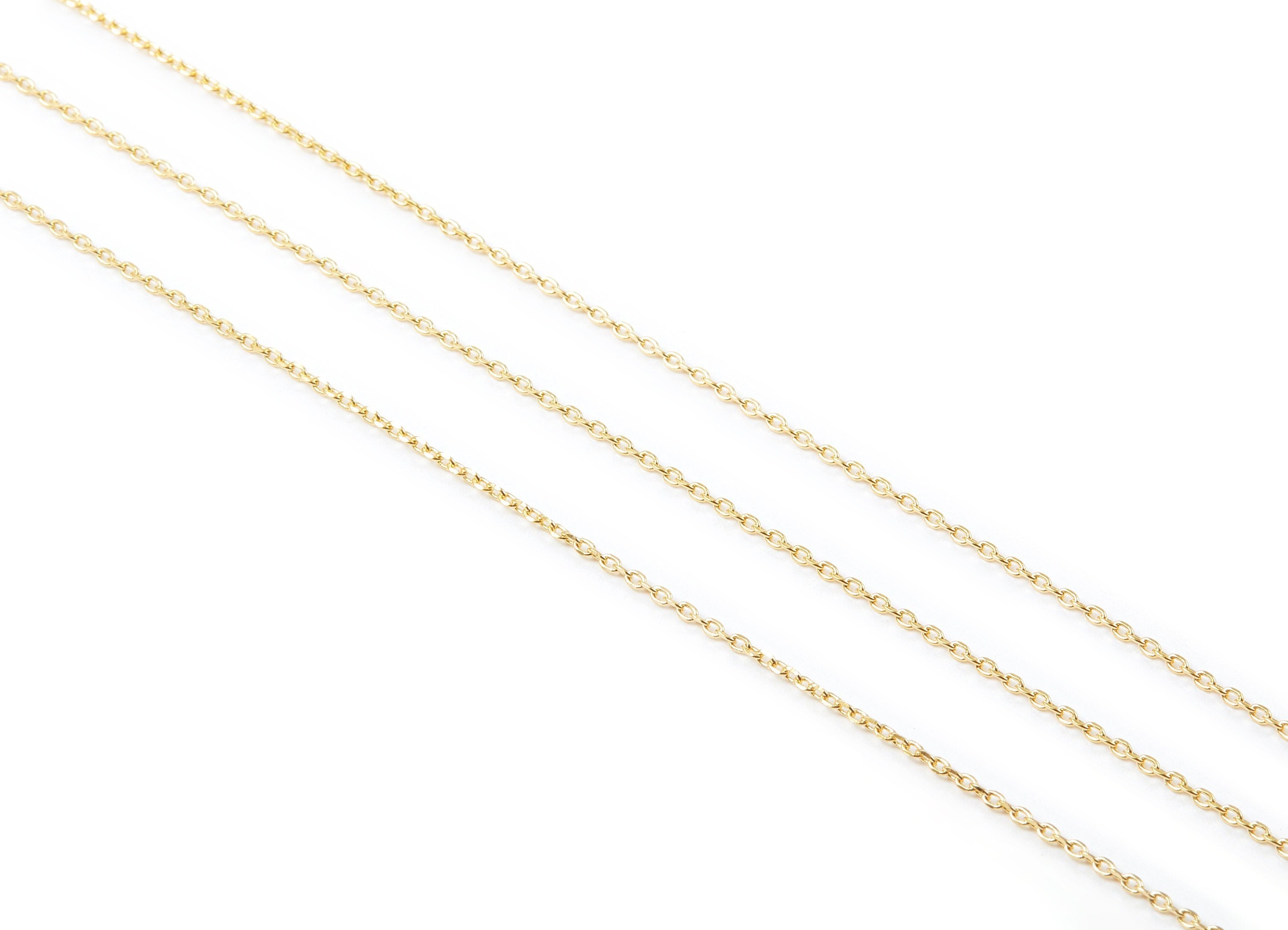 Faceted Soldered Flat Cable Chain - 18k Real Gold Plated Brass Chain -  Solder Tiny Chain - 0.08&quot; x 0.05&quot; x 0.01&quot; - RGP1027 - DOMEDBAZAAR