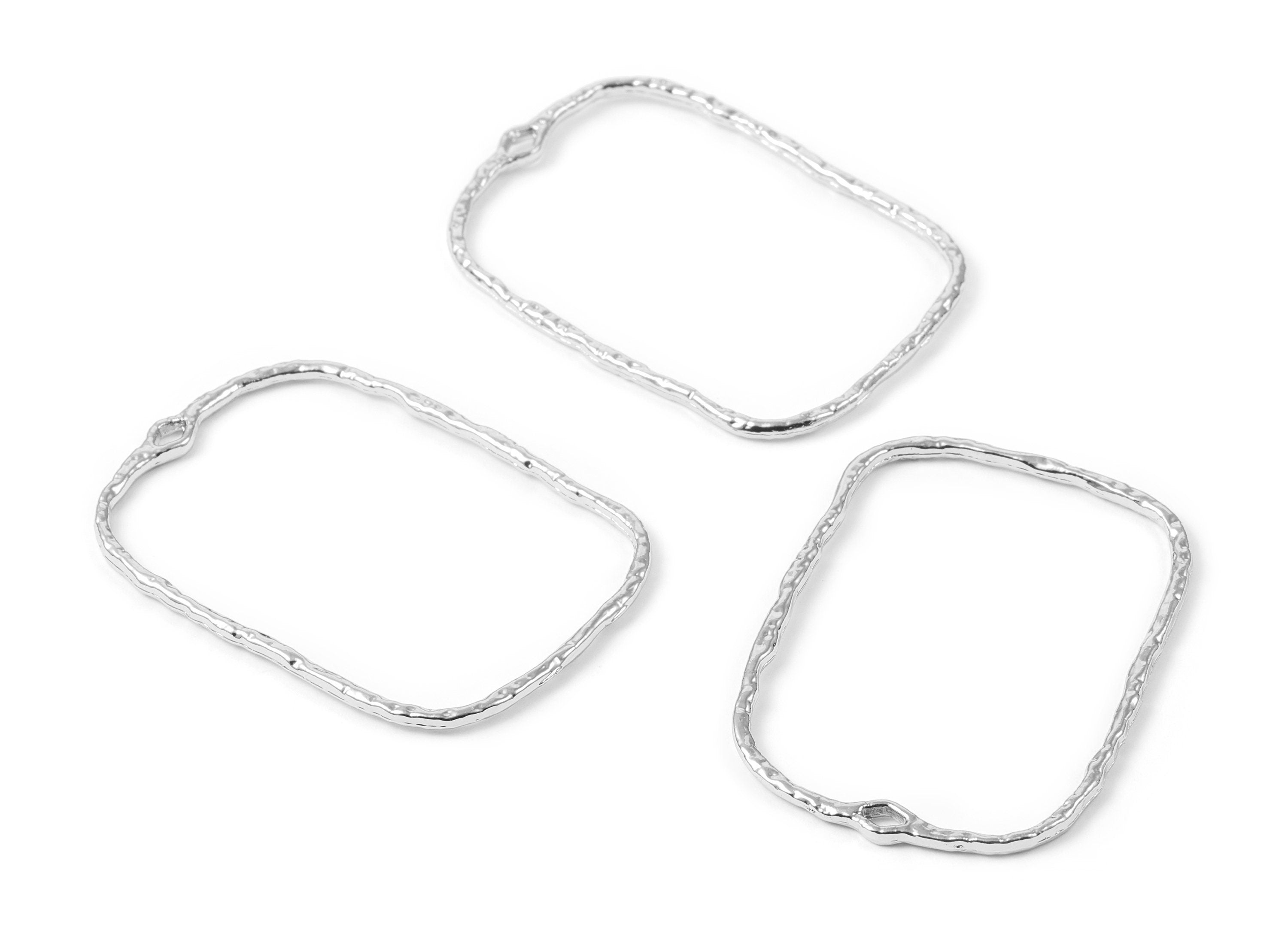 Frame Shaped Charms - Alloy Earring Findings - Silver Color - Alloy Pendant for Necklace - Jewelry Supplies - 46x32x1.6mm - ZZ1157S - DOMEDBAZAAR