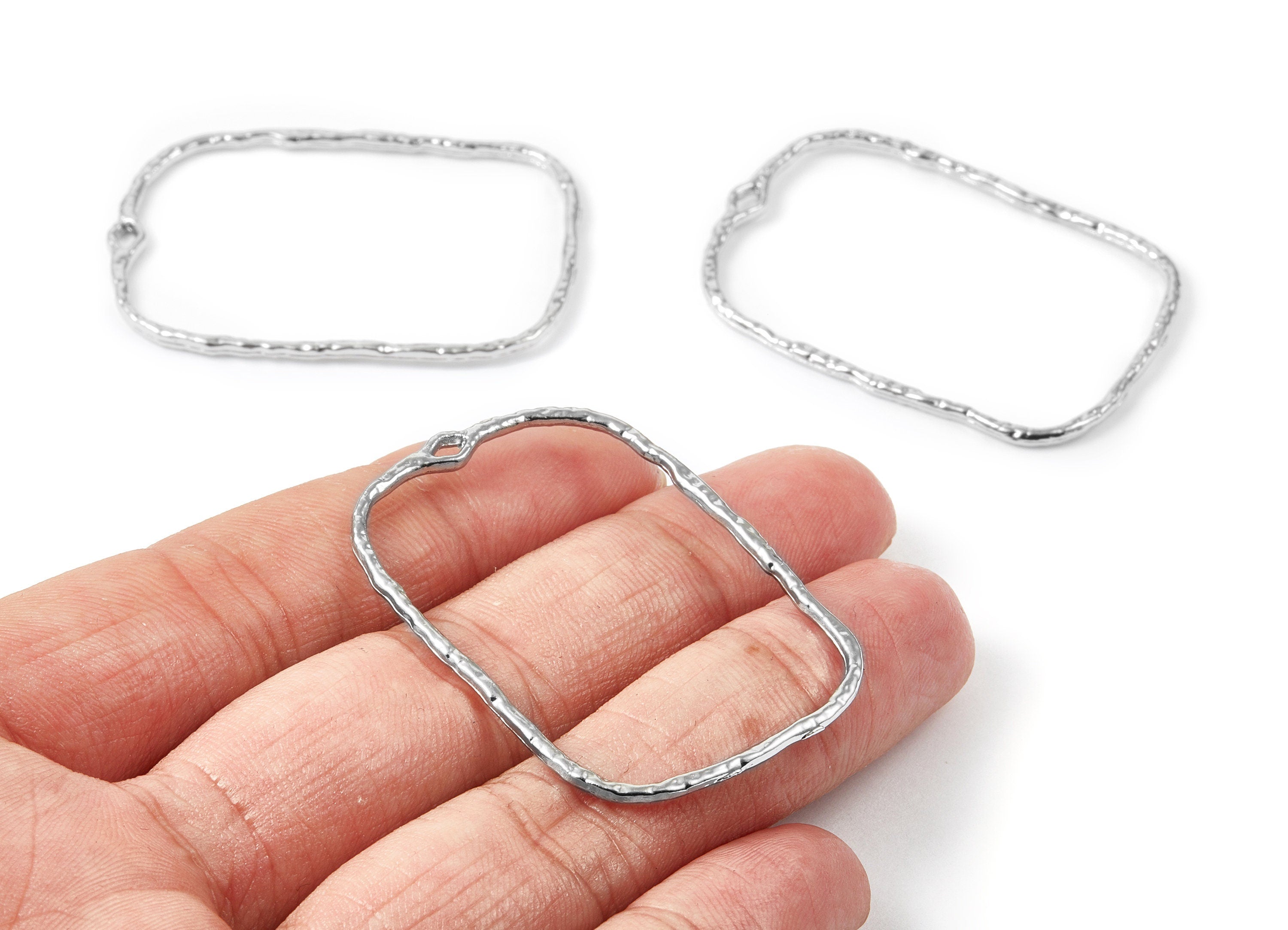 Frame Shaped Charms - Alloy Earring Findings - Silver Color - Alloy Pendant for Necklace - Jewelry Supplies - 46x32x1.6mm - ZZ1157S - DOMEDBAZAAR