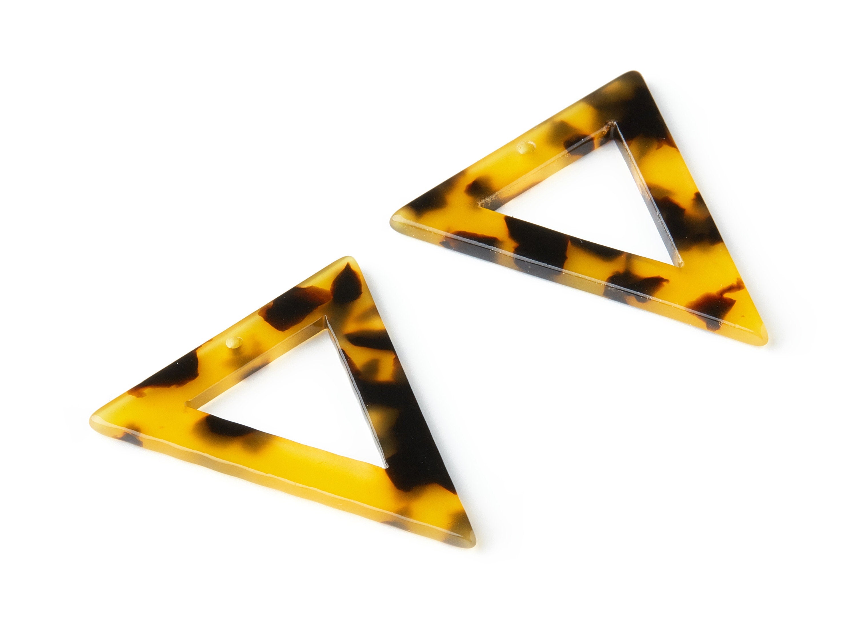 Acetate Acrylic Earring Charm - Tortoise Shell Earrings - Triangle Pendant - 1 Hole - Color Code: A02 - 40.6x36.6x2.58mm - AC1439 - DOMEDBAZAAR