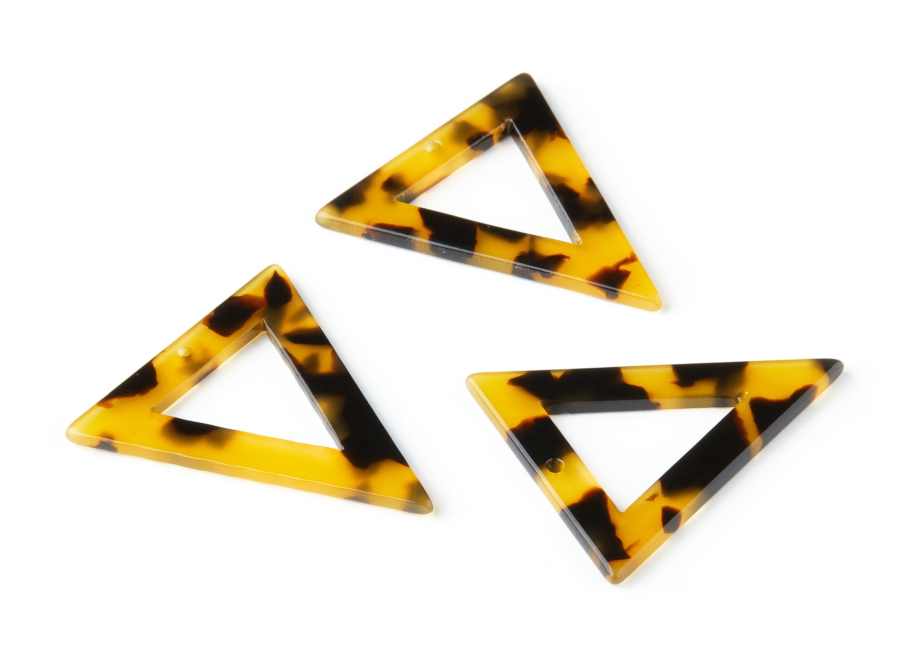 Acetate Acrylic Earring Charm - Tortoise Shell Earrings - Triangle Pendant - 1 Hole - Color Code: A02 - 40.6x36.6x2.58mm - AC1439 - DOMEDBAZAAR