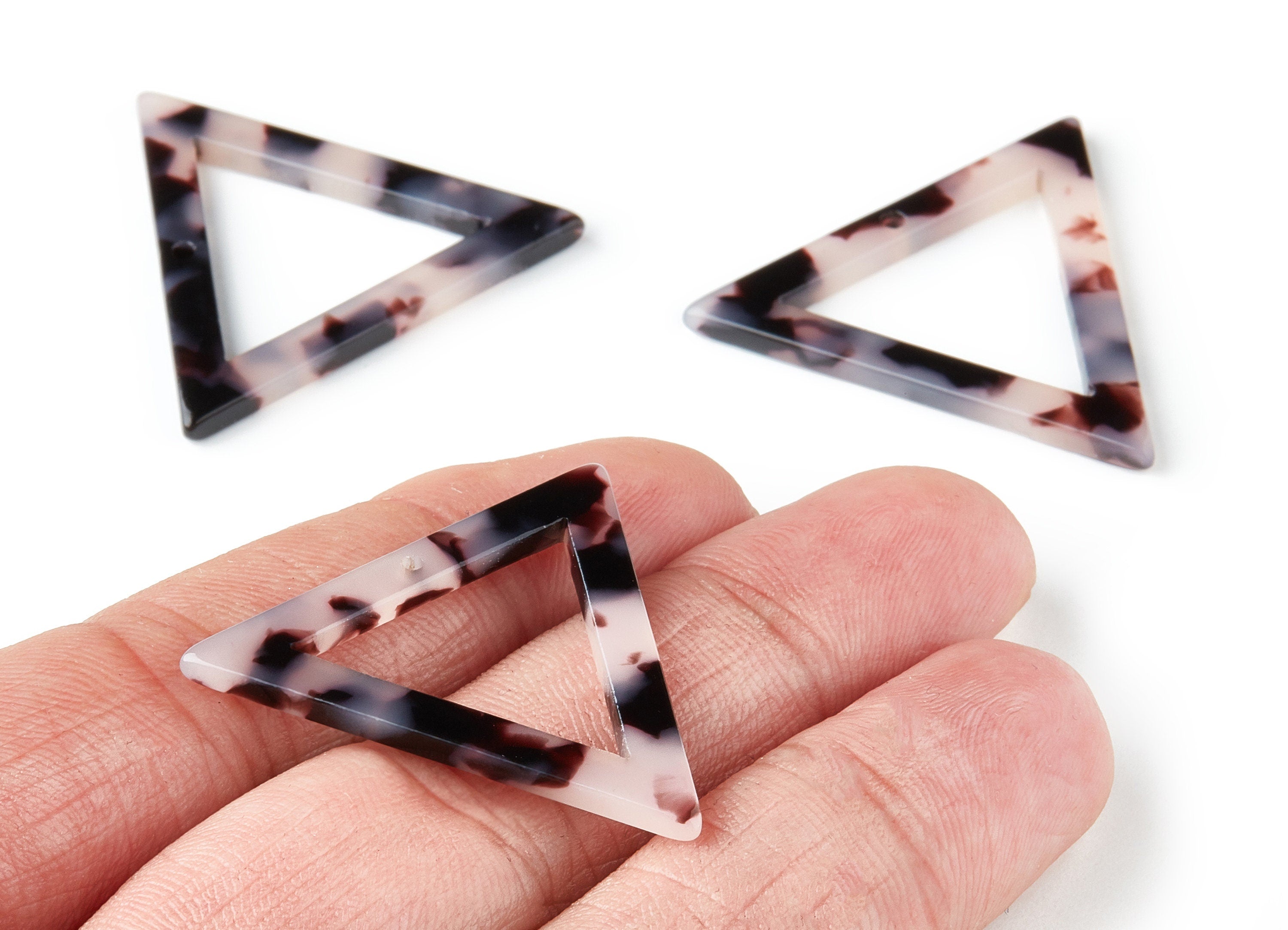 Acetate Acrylic Earring Charm - Blonde Tortoise Shell Earrings - Triangle Shaped - 1 Hole - Color Code: A06 - 35.36x31.09x2.5mm - AC1441 - DOMEDBAZAAR