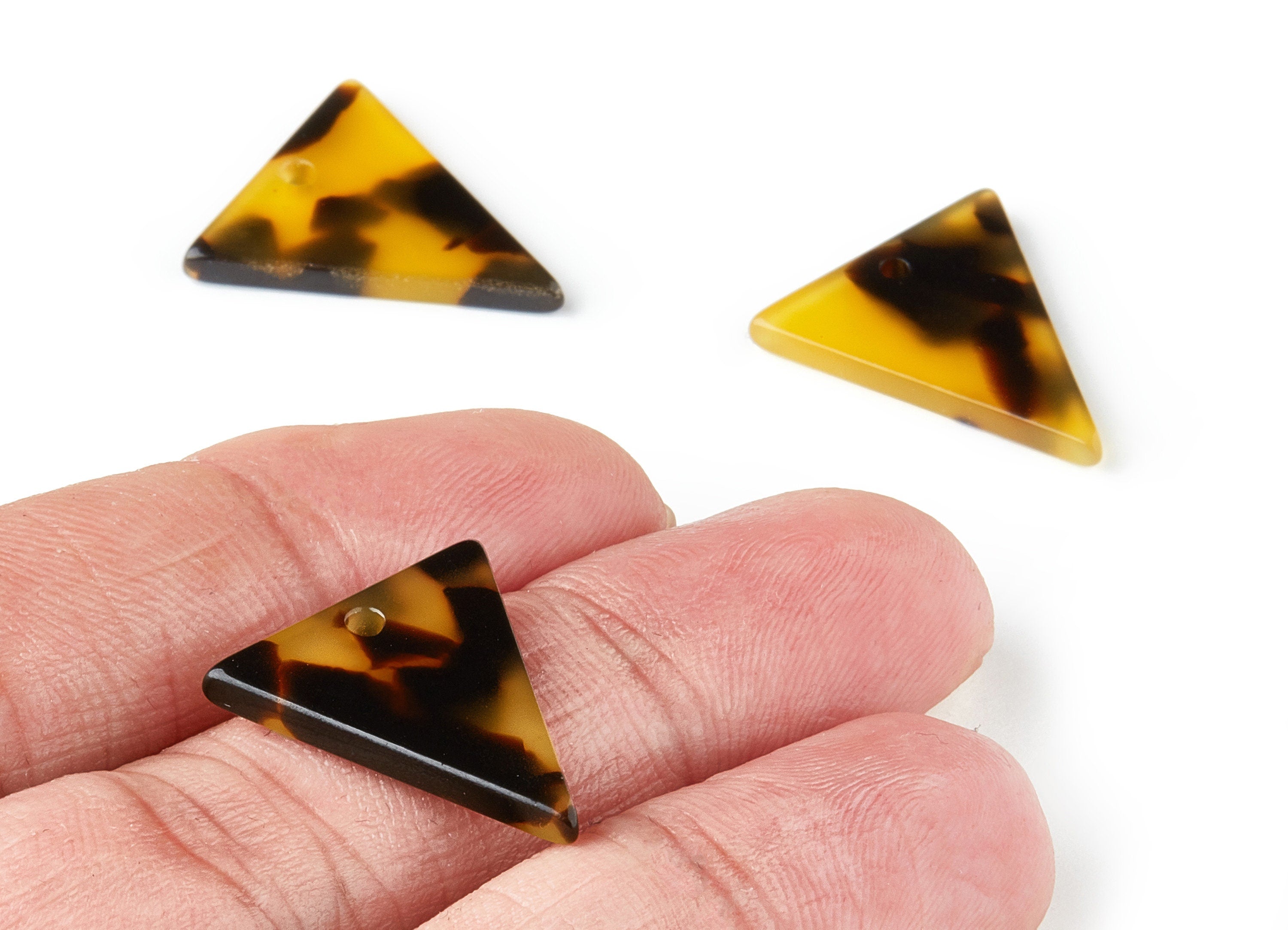 Acetate Acrylic Earring Charms - Tortoise Shell Earrings - Triangle Pendant - 1 Hole - Color Code: A02 - 20.25x18.28x2.38mm - AC1440 - DOMEDBAZAAR