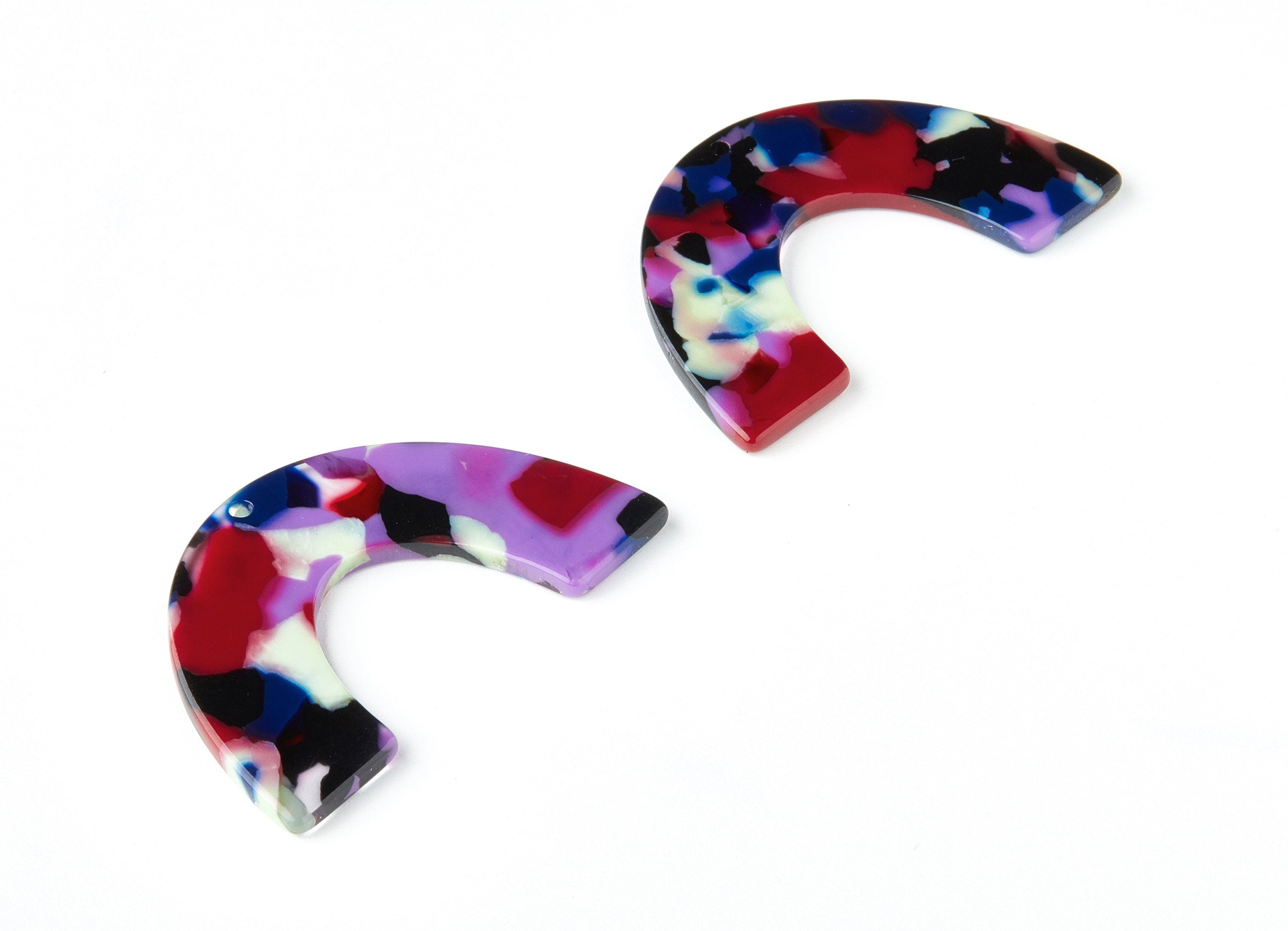 Acetate Large Arch Earring Charms One Hole - U Shaped Pendant - Jewelry Supplies - Color Code: A151 - 47.7x29.87x2.6mm - AC1095AB - DOMEDBAZAAR
