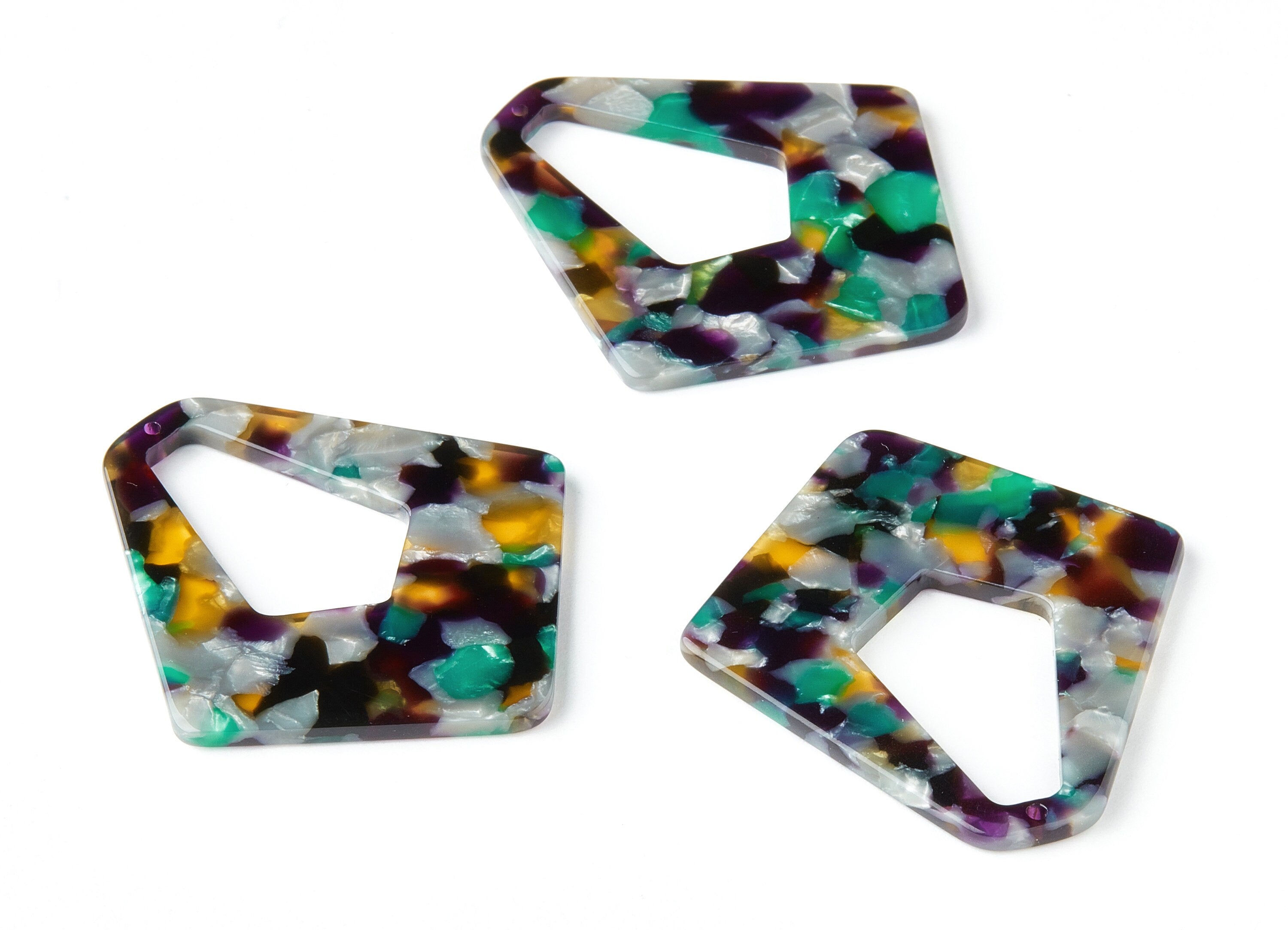 Acetate Diamond Earring Charms - Acrylic Diamond Pendant - Earring Findings - Jewelry Supplies - Color Code:A50 - 49.5x45.9x2.56mm - AC1197H - DOMEDBAZAAR
