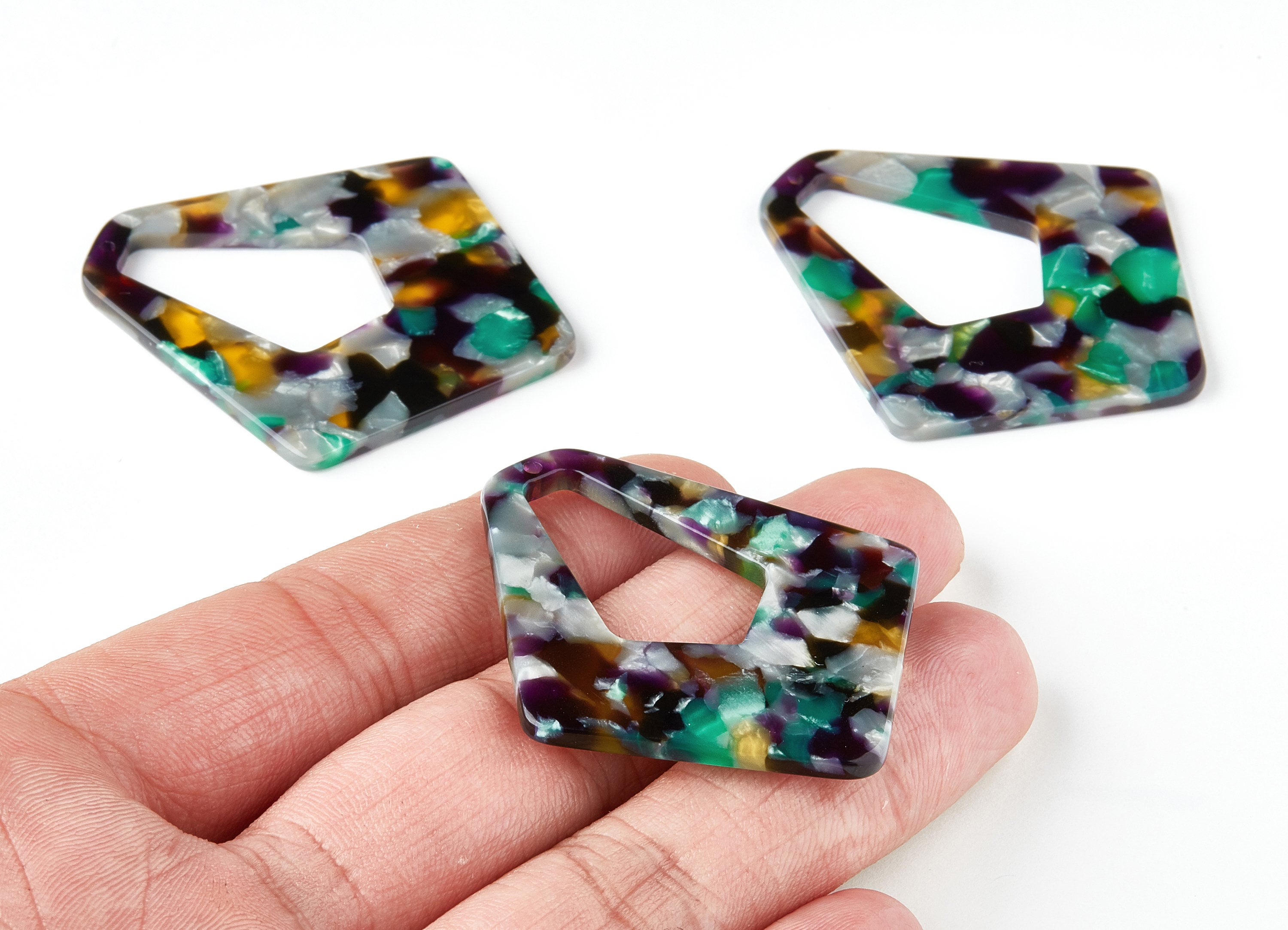 Acetate Diamond Earring Charms - Acrylic Diamond Pendant - Earring Findings - Jewelry Supplies - Color Code:A50 - 49.5x45.9x2.56mm - AC1197H - DOMEDBAZAAR