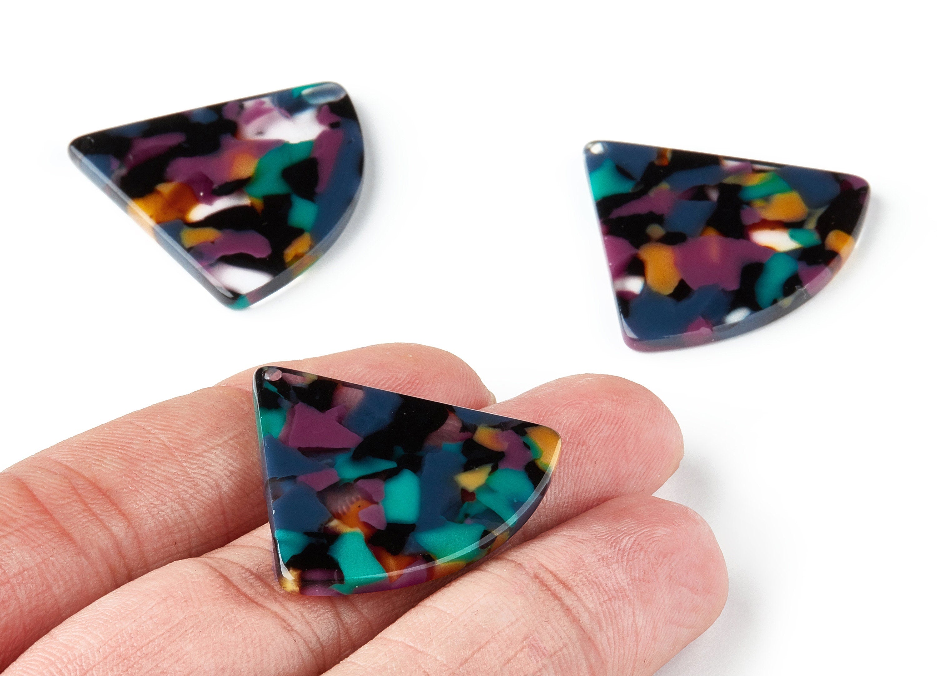 Acetate Fan Charms - Pizza Slice Earrings and Pendant - Earring Findings - Jewelry Necklace - Color Code:A25 - 31.1x34.4x2.66mm - AC1081K - DOMEDBAZAAR