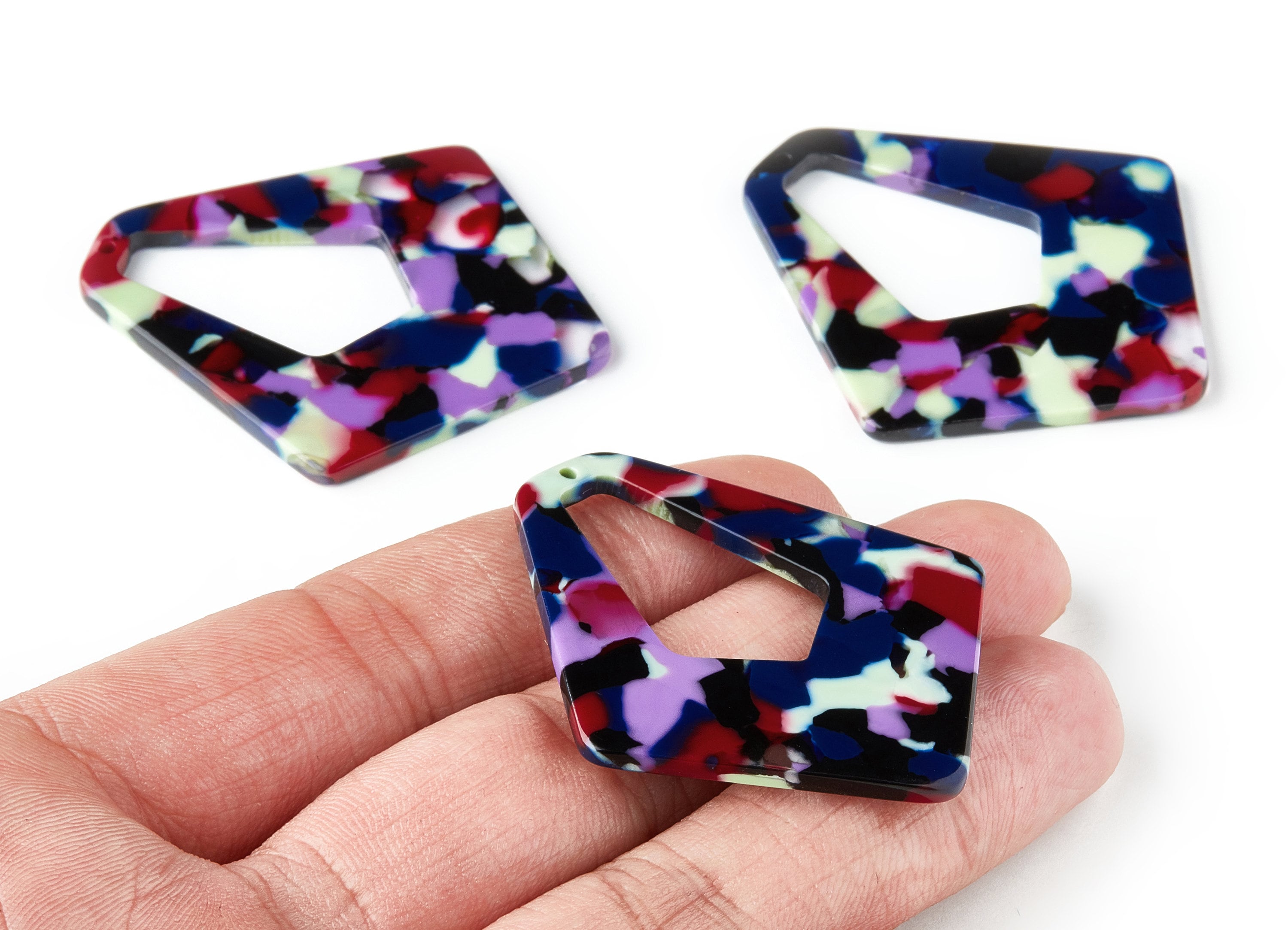 Acetate Diamond Earring Charm - Acrylic Diamond Pendant - Earring Findings - Jewelry Supplies - Color Code:A151 - 49.5x45.9x2.56mm - AC1197G - DOMEDBAZAAR