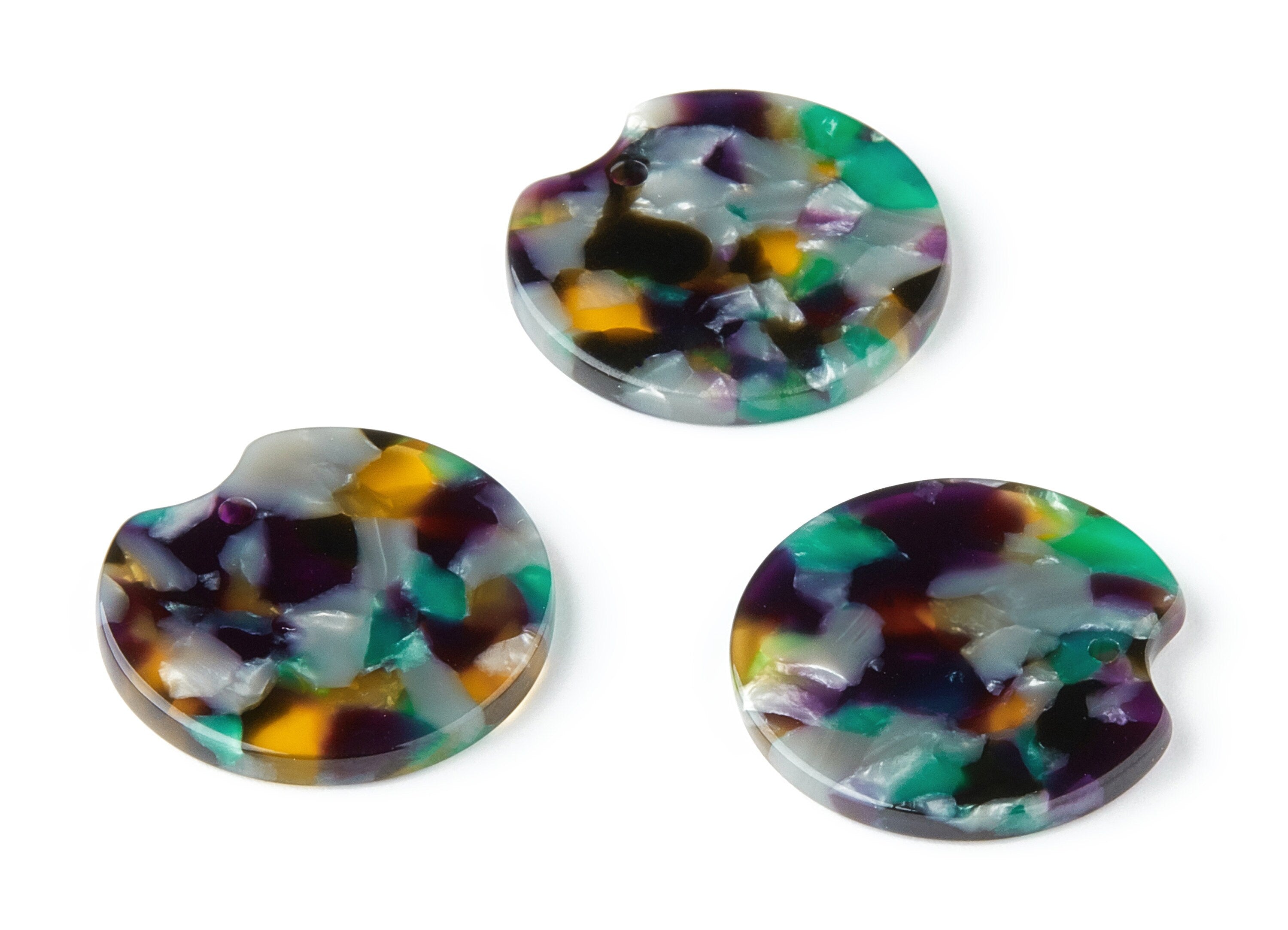 Acetate Round Earring Charms - Acrylic Circle Pendant -  Earring Findings - Jewelry Supplies - Color Code: A50 - 24.5x23.87x2.55mm - AC1437B - DOMEDBAZAAR