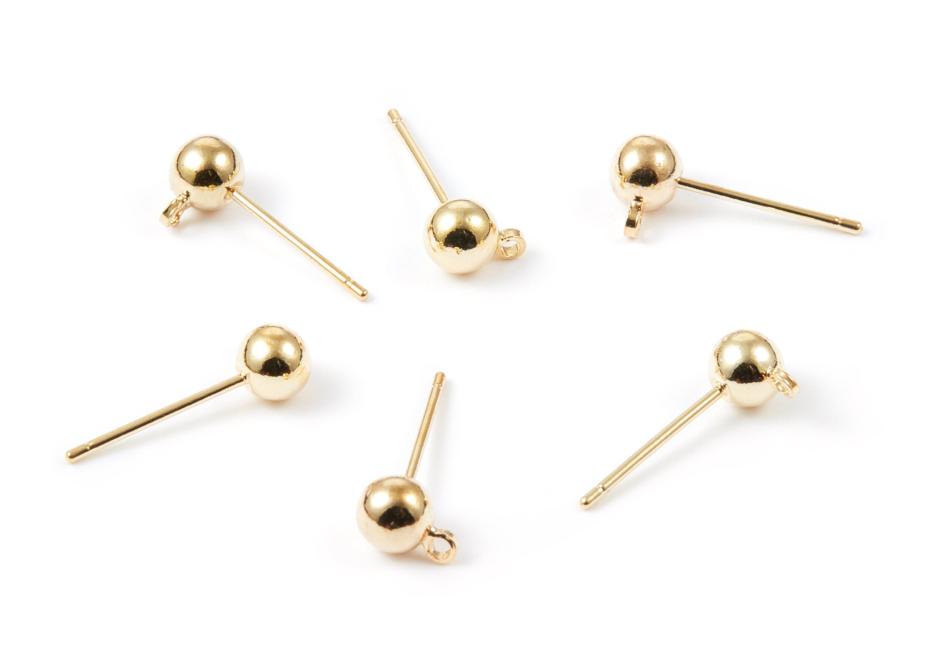 18K Real Gold Plated Earring Stud -  Brass Earring Post - 1 Hole - Jewelry Supplies - 7x5mm - RGP1037 - DOMEDBAZAAR