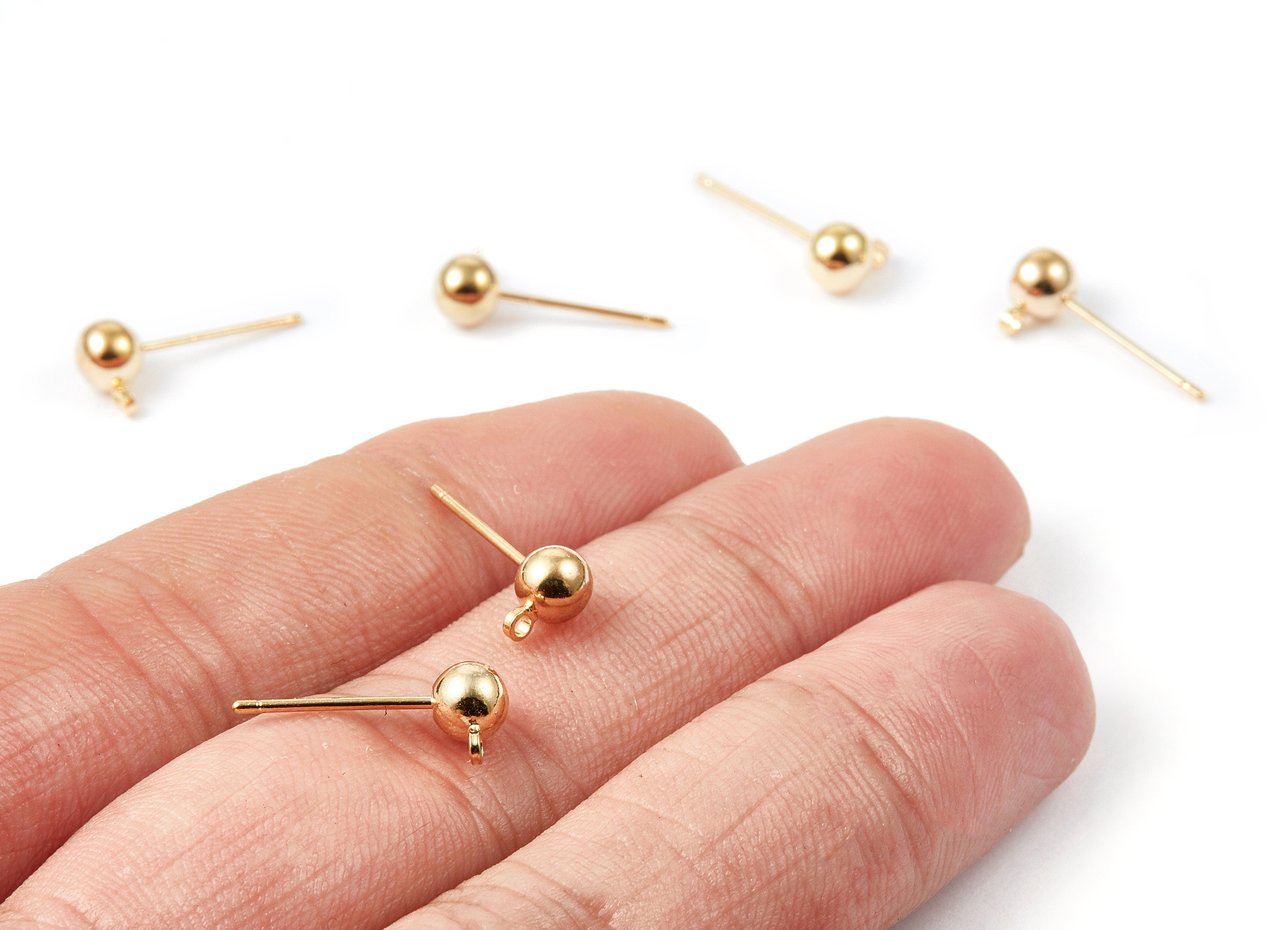 18K Real Gold Plated Earring Stud -  Brass Earring Post - 1 Hole - Jewelry Supplies - 7x5mm - RGP1037 - DOMEDBAZAAR
