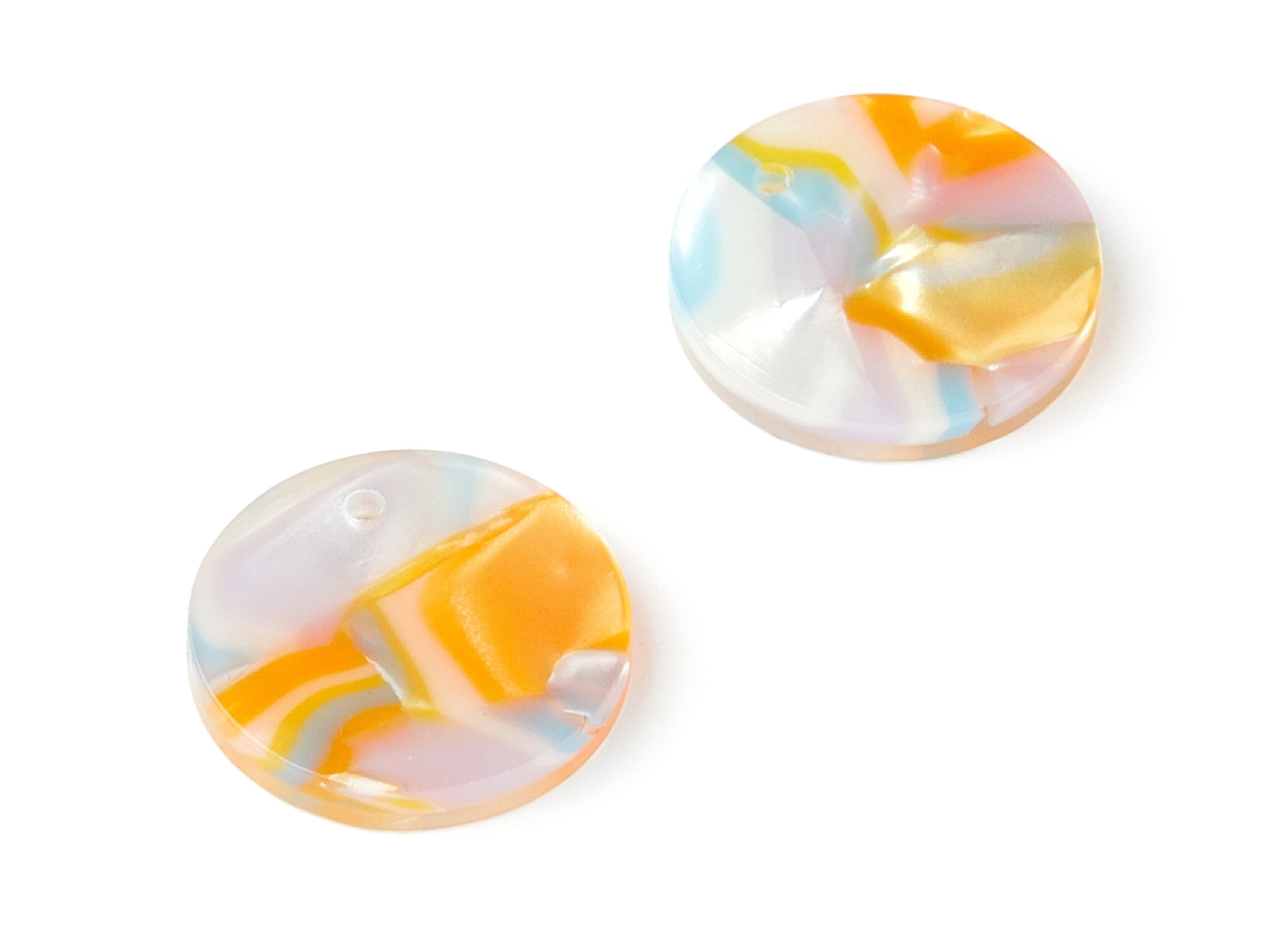 Acetate Round Charms - Coin Earring and Pendant - Earring Findings - Jewelry Supplys - 16,09x16,09x2,64mm - AC1107F - DOMEDBAZAAR