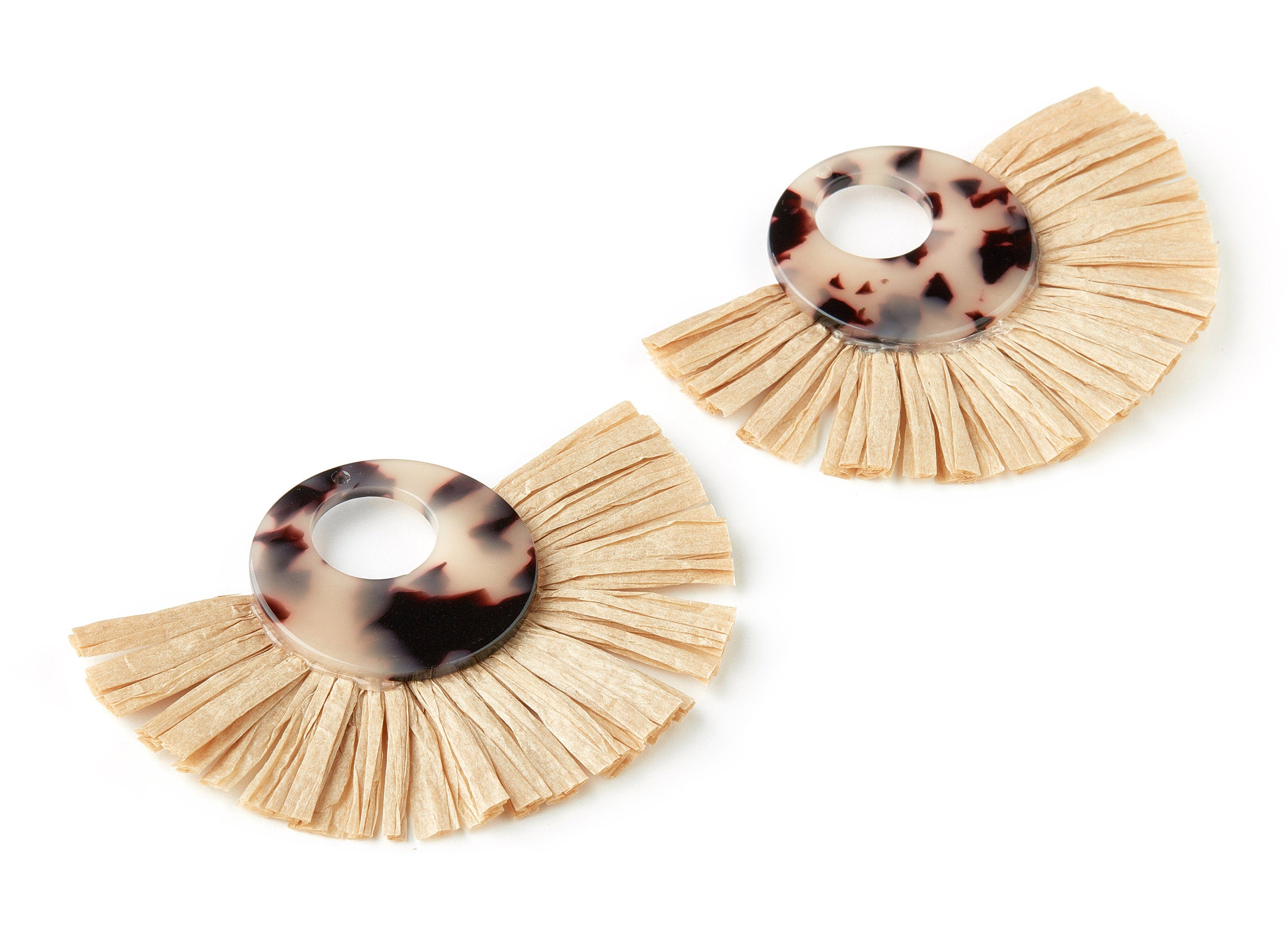 Acetate Tassels Fan Charm - Blonde Tortoise Shell Earring - Tassels Fan Single Layer Raffia - Color Code:A07 - 79.65x56.67x4mm - AC1640-A07 - DOMEDBAZAAR