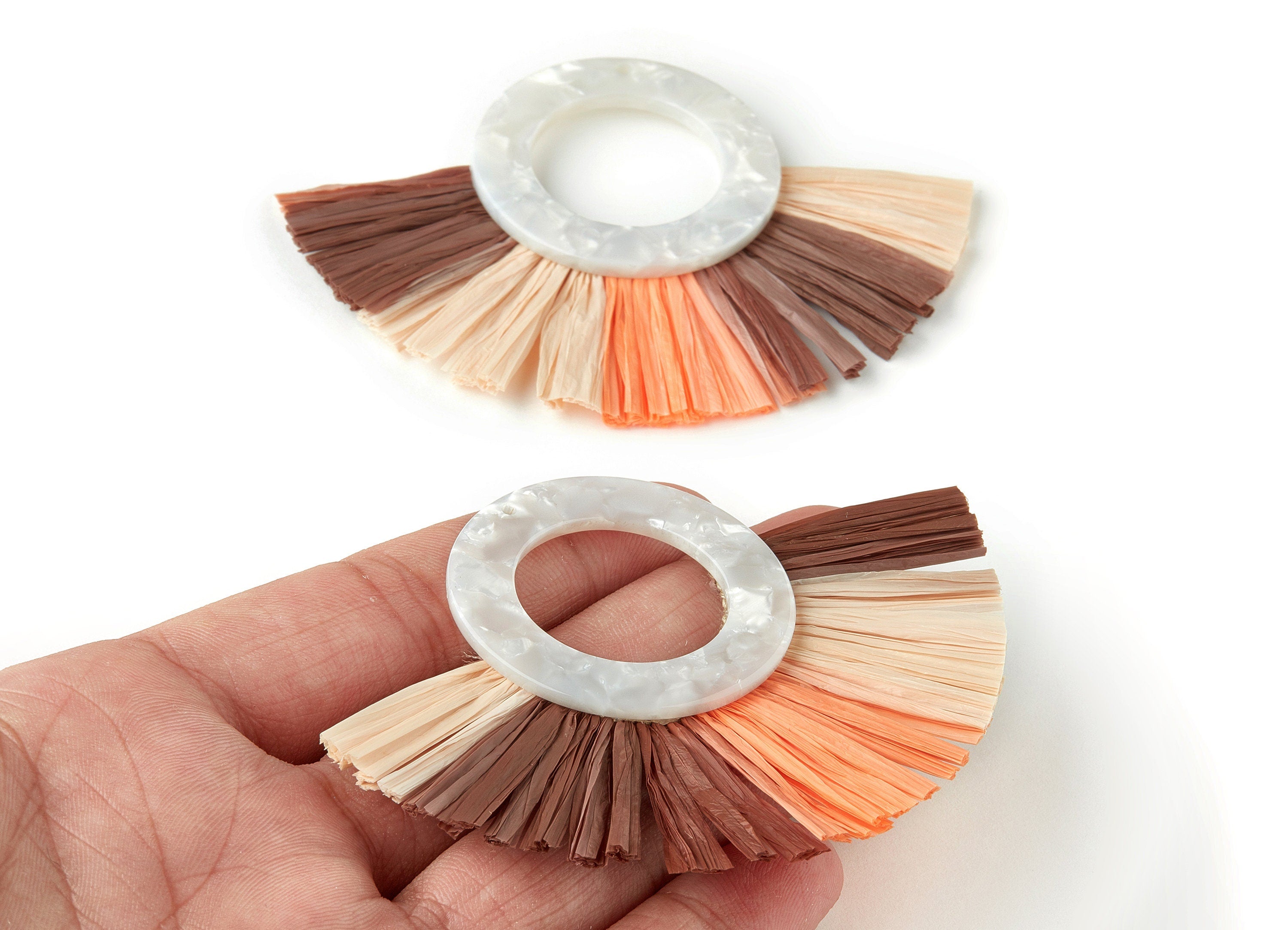 Acetate Tassels Fan Charm - Tassels Fan Single Layer Raffia - Handmade Jewelery - Color Code:A12 - 63.77x87.26x3.88mm - AC1629-A12 - DOMEDBAZAAR