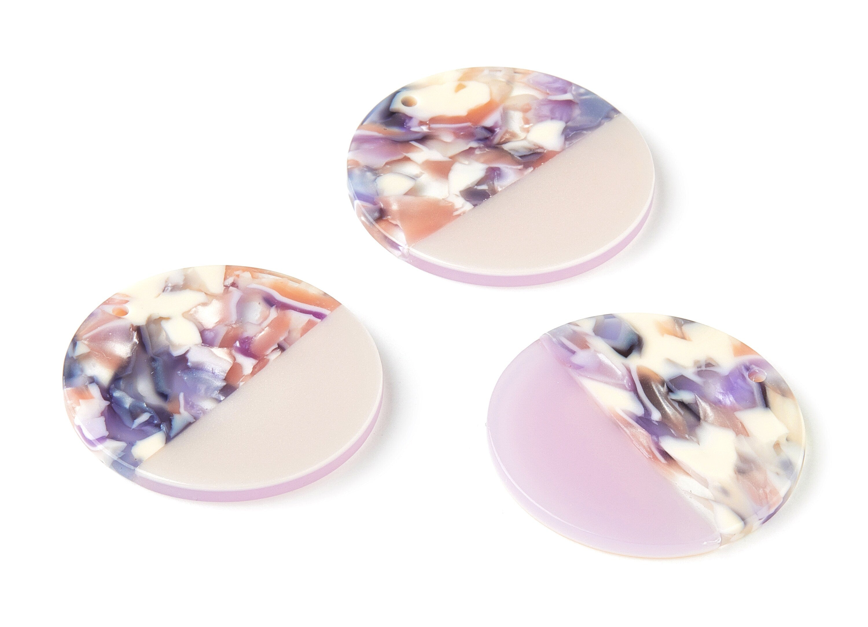 Acetate Round Charms - Coin Earrings and Pendant - Earring Findings - Jewelry Supply - Color Code: A362 - 35.1x35.1x2.5mm - AC1256-A362 - DOMEDBAZAAR