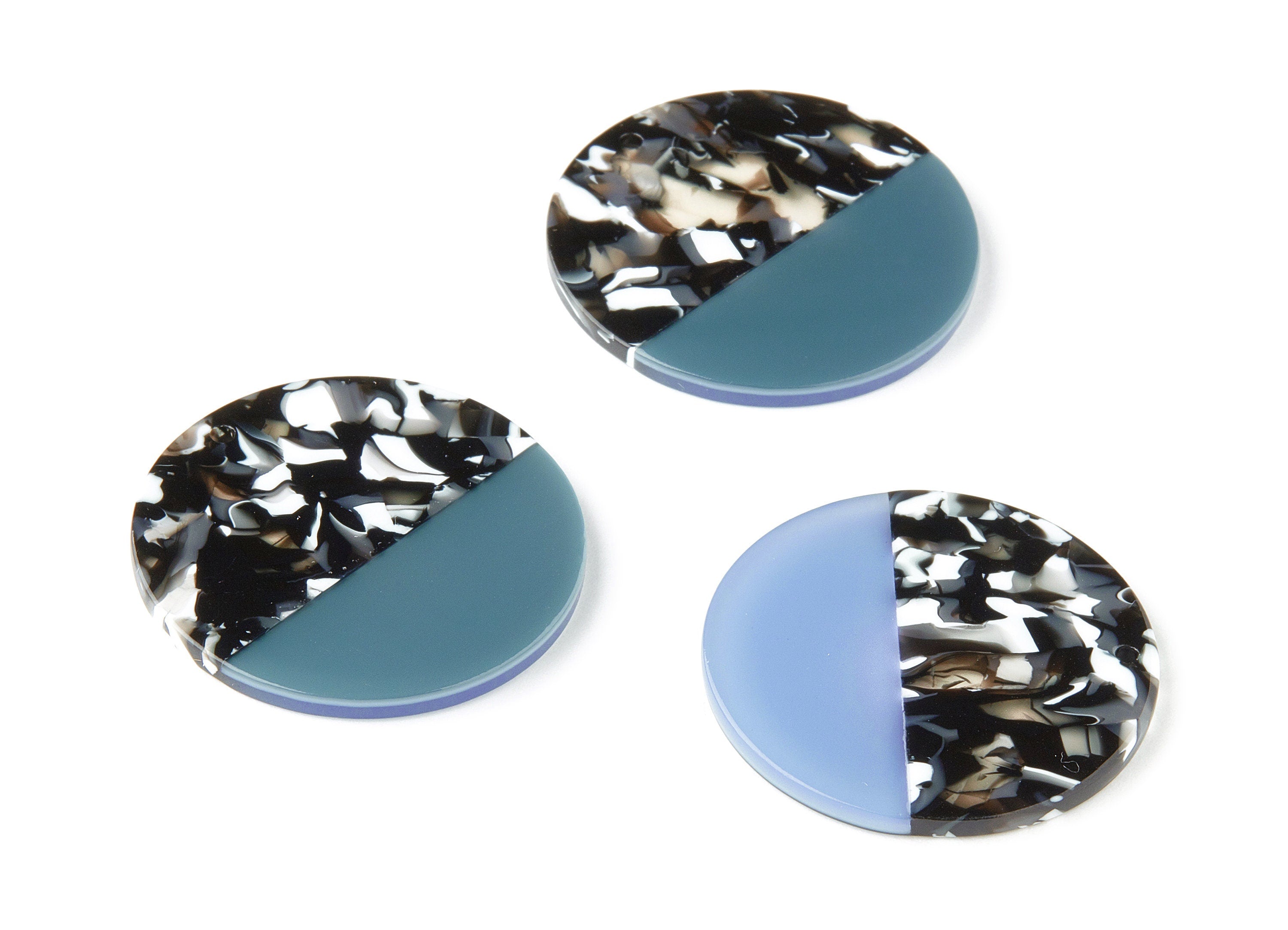 Acetate Round Charms - Coin Earrings and Pendant - Earring Findings - Jewelry Supply - Color Code: A353 - 35.1x35.1x2.5mm - AC1256-A353 - DOMEDBAZAAR