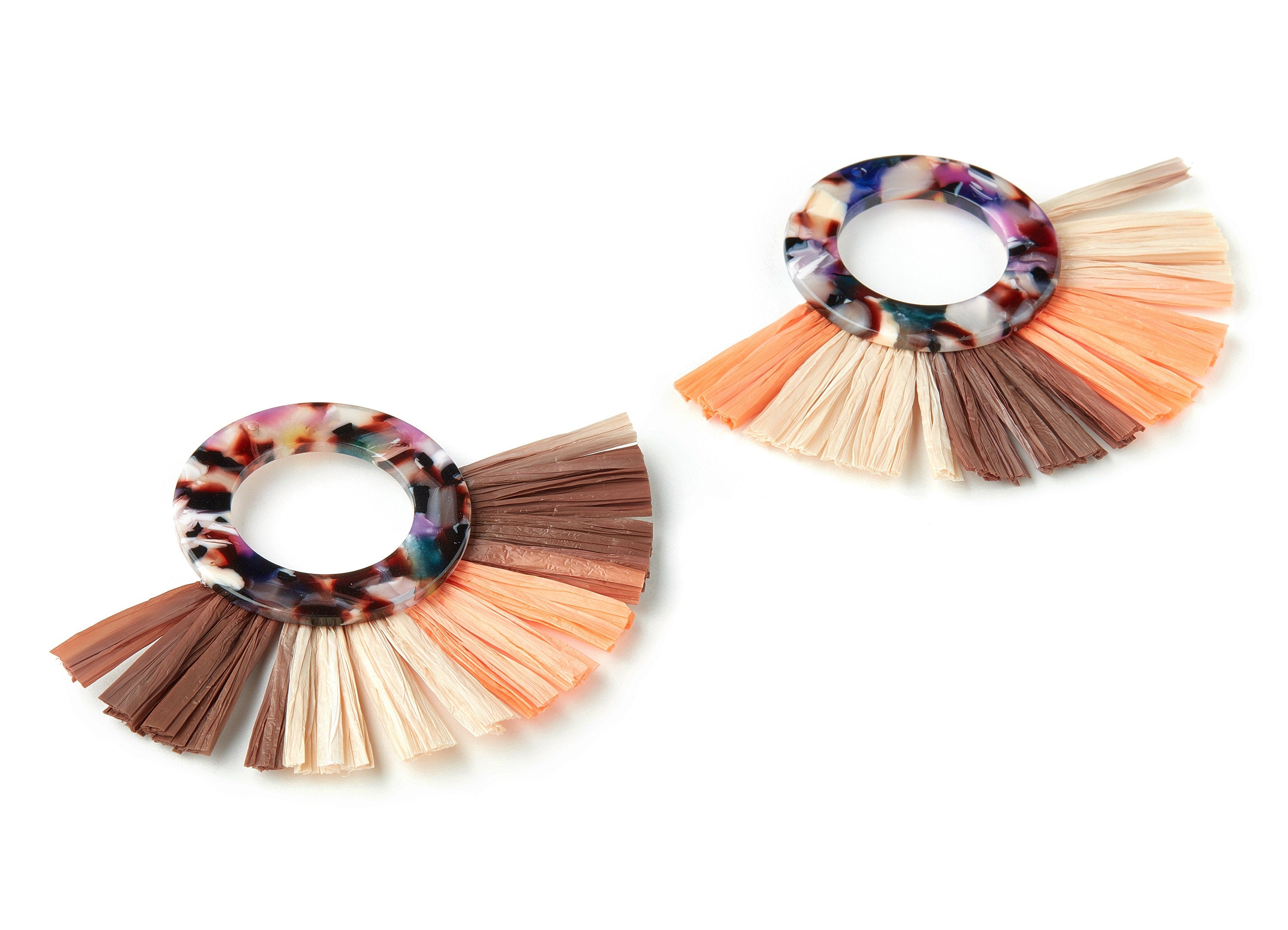 Acetate Tassels Fan Charm - Tassels Fan Single Layer Raffia - Handmade Jewelery - Color Code:A11 - 63.77x87.26x3.88mm - AC1629-A11-B - DOMEDBAZAAR