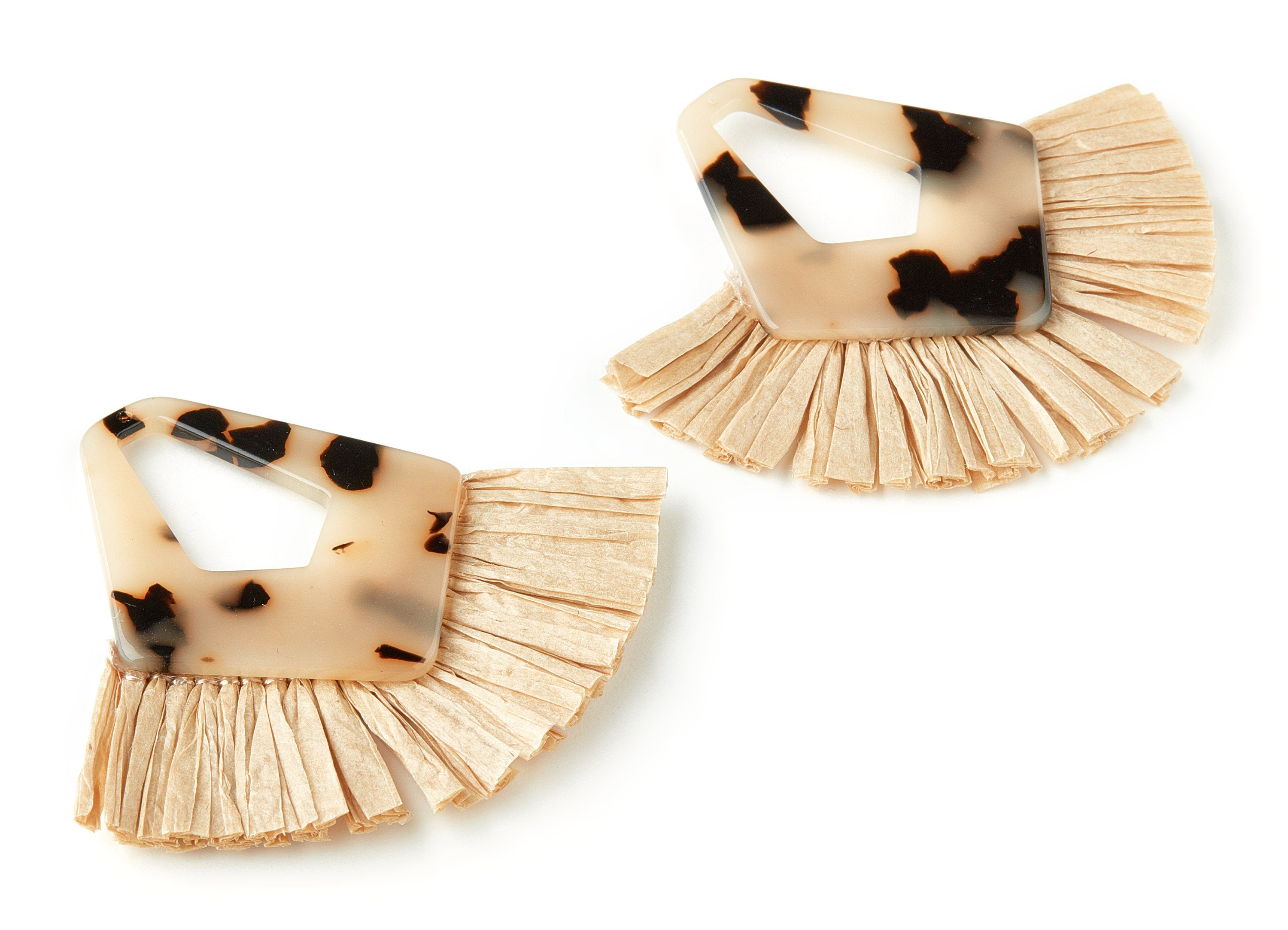 Acetate Tassels Fan Charm - Blonde Tortoise Shell Earring - Tassels Fan Single Layer Raffia - Color Code:A08- 76.5x65.92x4.03mm - AC1641-A08 - DOMEDBAZAAR