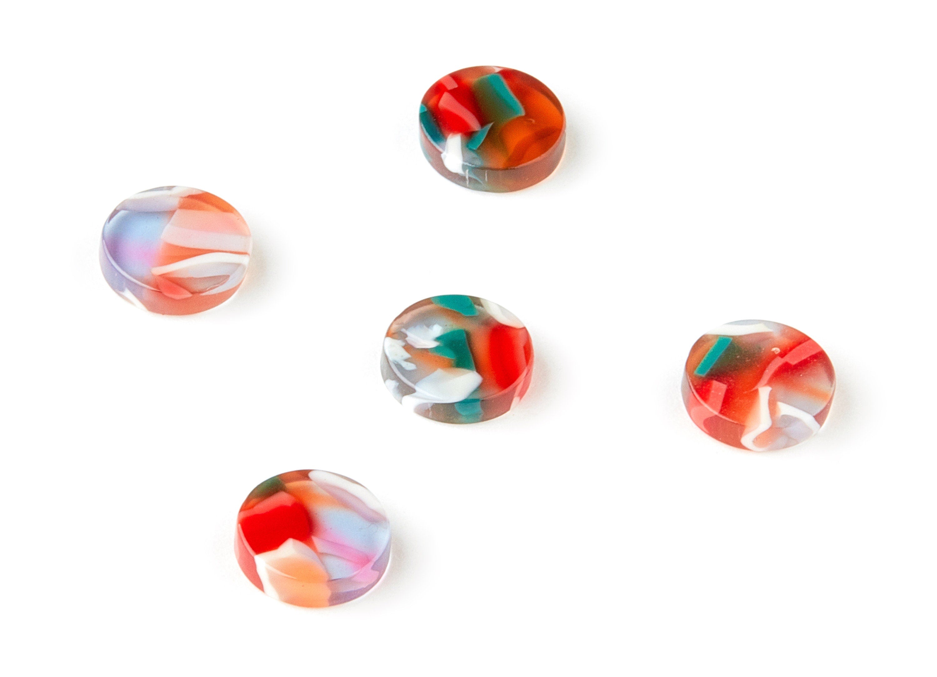 Acetate Round Charms - No Hole - Round Earrings - Earring Findings - Jewelry Supplies - Color Code: A307 - 9.87x9.87x2.6mm - AC1151-A307 - DOMEDBAZAAR