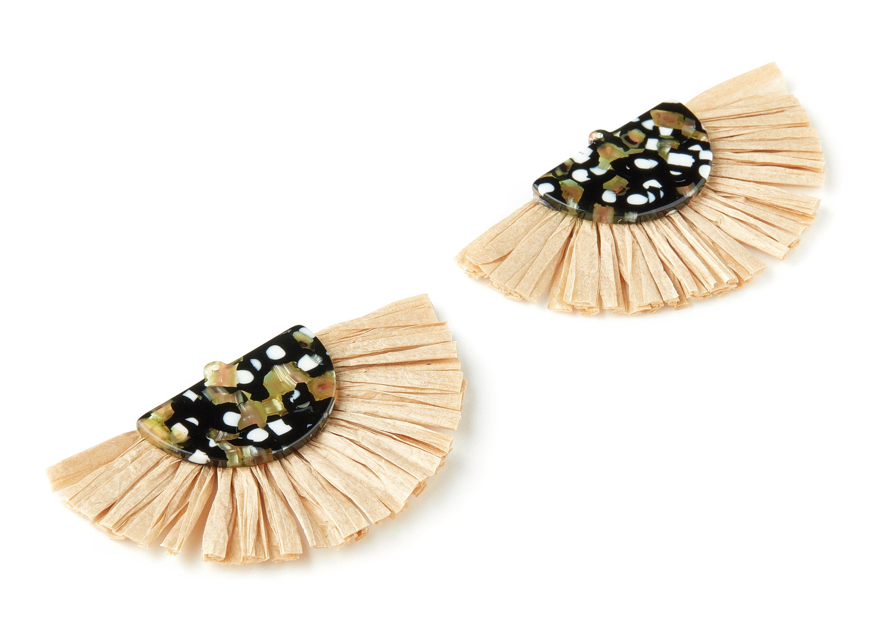 Acetate Tassels Fan Charm - Tassels Fan Single Layer Raffia - Handmade Jewelery - Color Code: A193 - 73.6x39.99x4.06mm - AC1642-A193 - DOMEDBAZAAR
