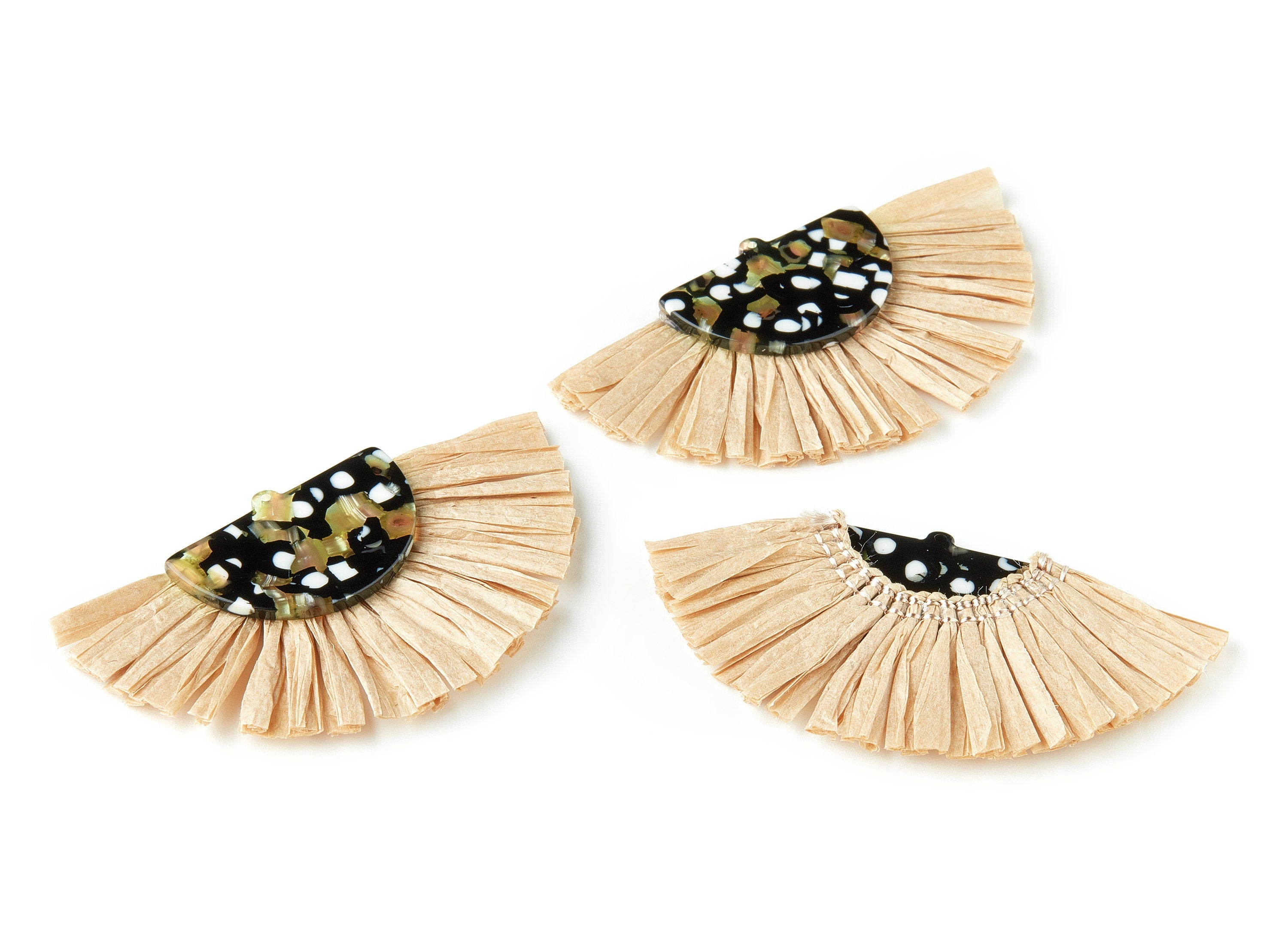 Acetate Tassels Fan Charm - Tassels Fan Single Layer Raffia - Handmade Jewelery - Color Code: A193 - 73.6x39.99x4.06mm - AC1642-A193 - DOMEDBAZAAR