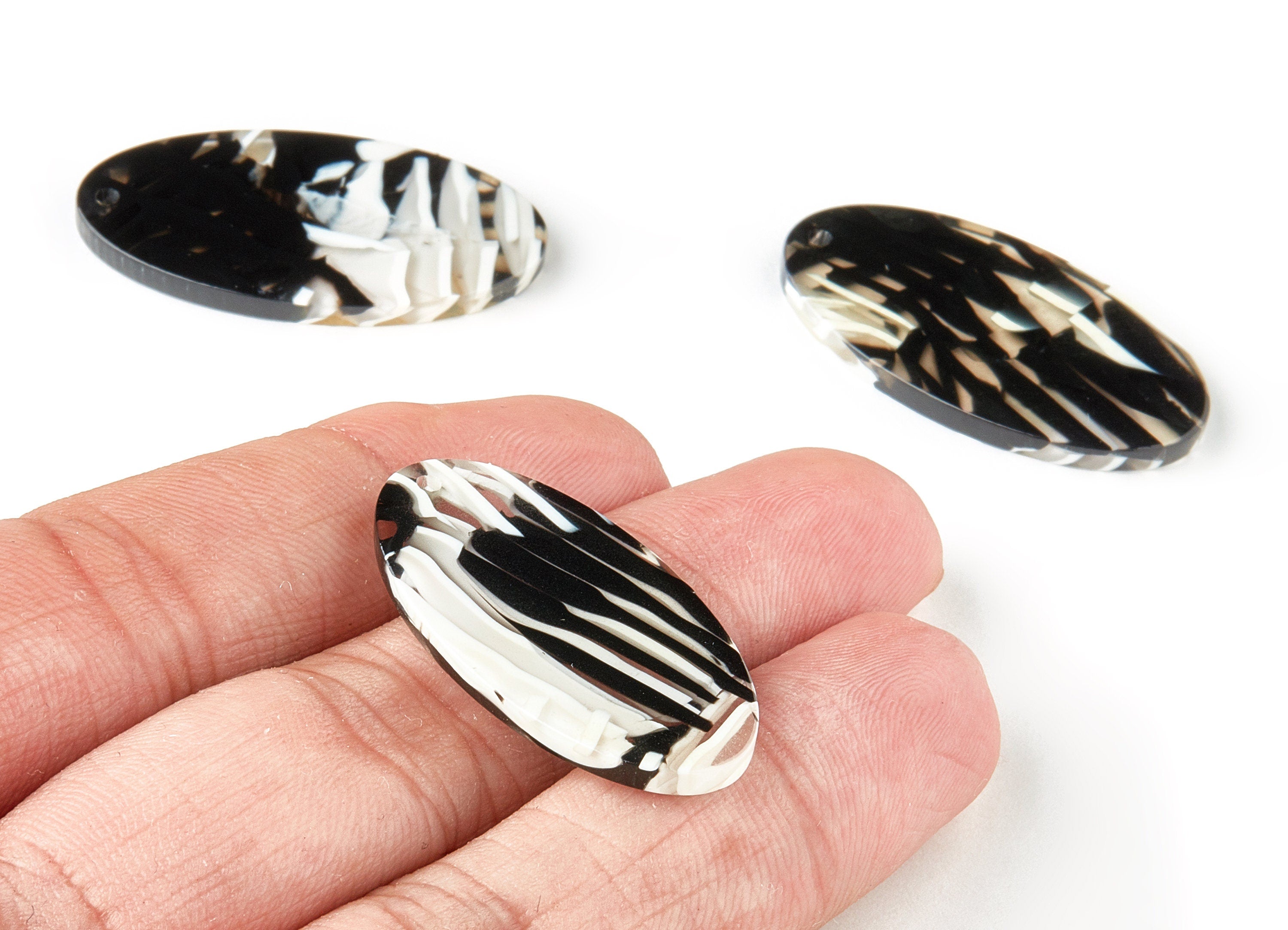 Acetate Oval Charms - Oval Earrings and Pendant - Earring Findings - Jewelry Supplies - Color Code: A312 - 34.18x18.35x2.6mm - AC1653-A312 - DOMEDBAZAAR