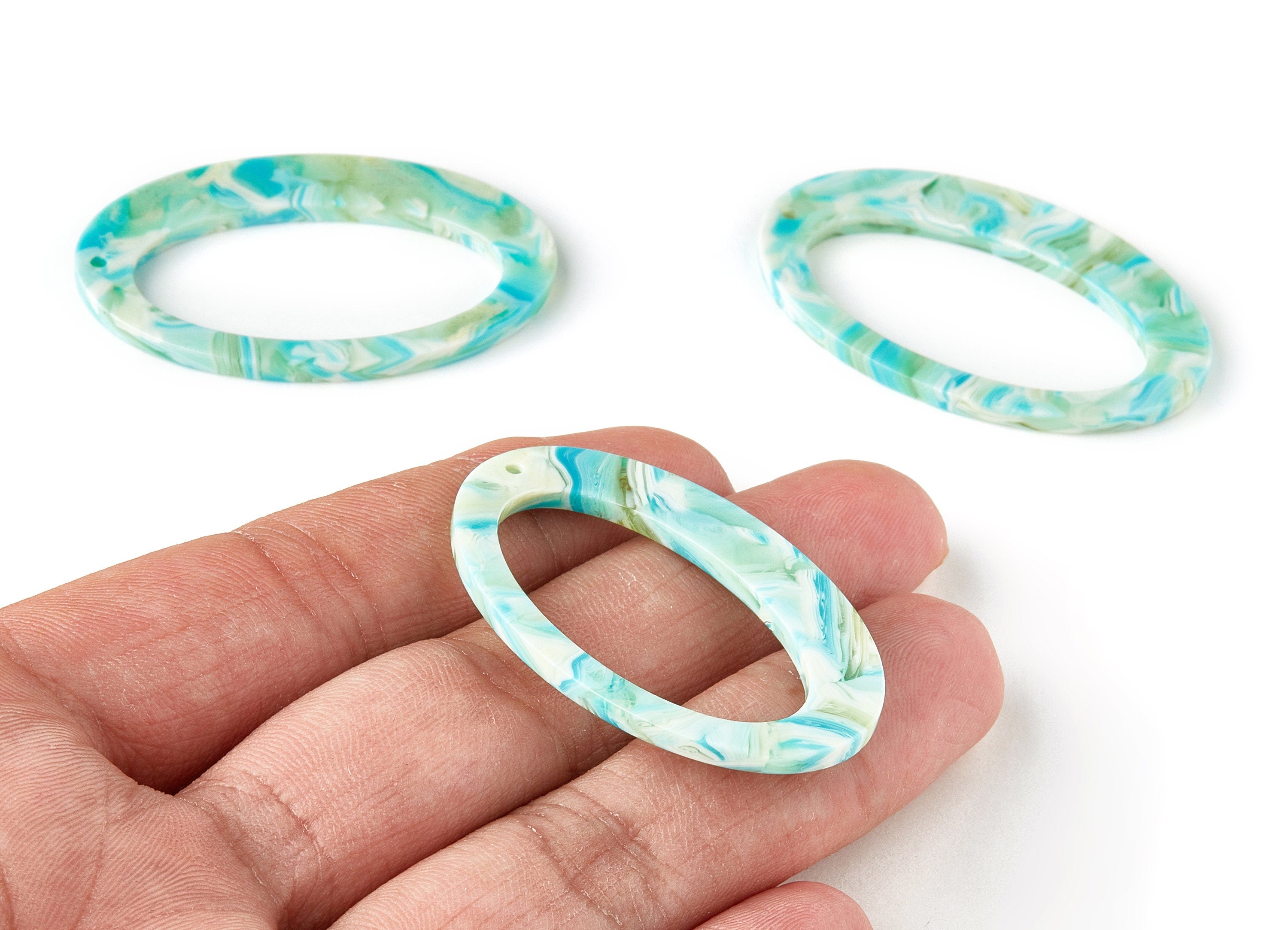 Acetate Oval Charms - Oval Earrings and Pendant - Earring Findings - Jewelry Supplies - Color Code: A313 - 45.15x29.2x2.59mm - AC1652-A313 - DOMEDBAZAAR