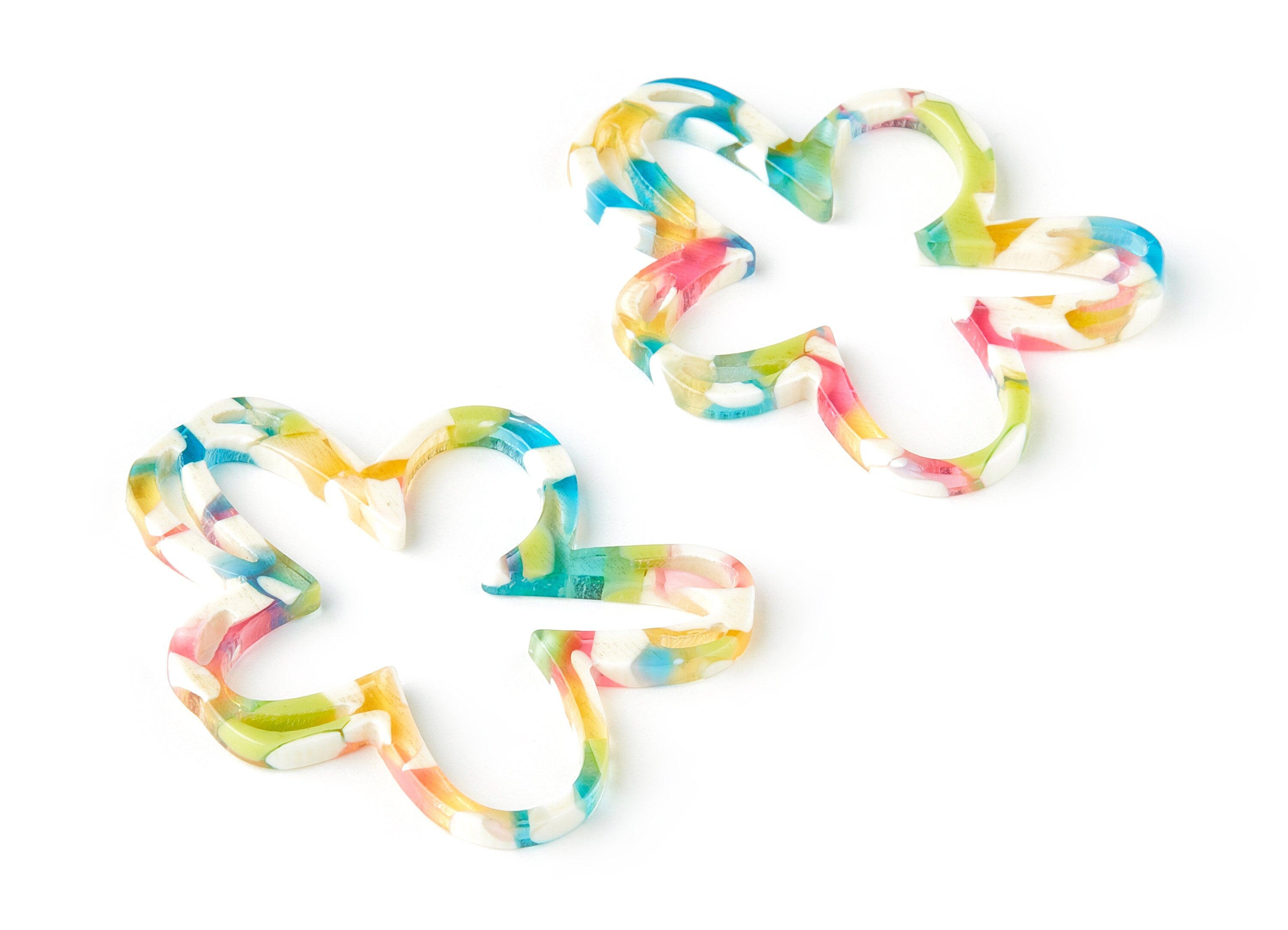 Acetate Flower Charms - Flower Earring and Pendant - Earring Findings - Jewelry Supplys - Color Code: A303 - 49.23x41.58x2.6mm - AC1654-A303 - DOMEDBAZAAR