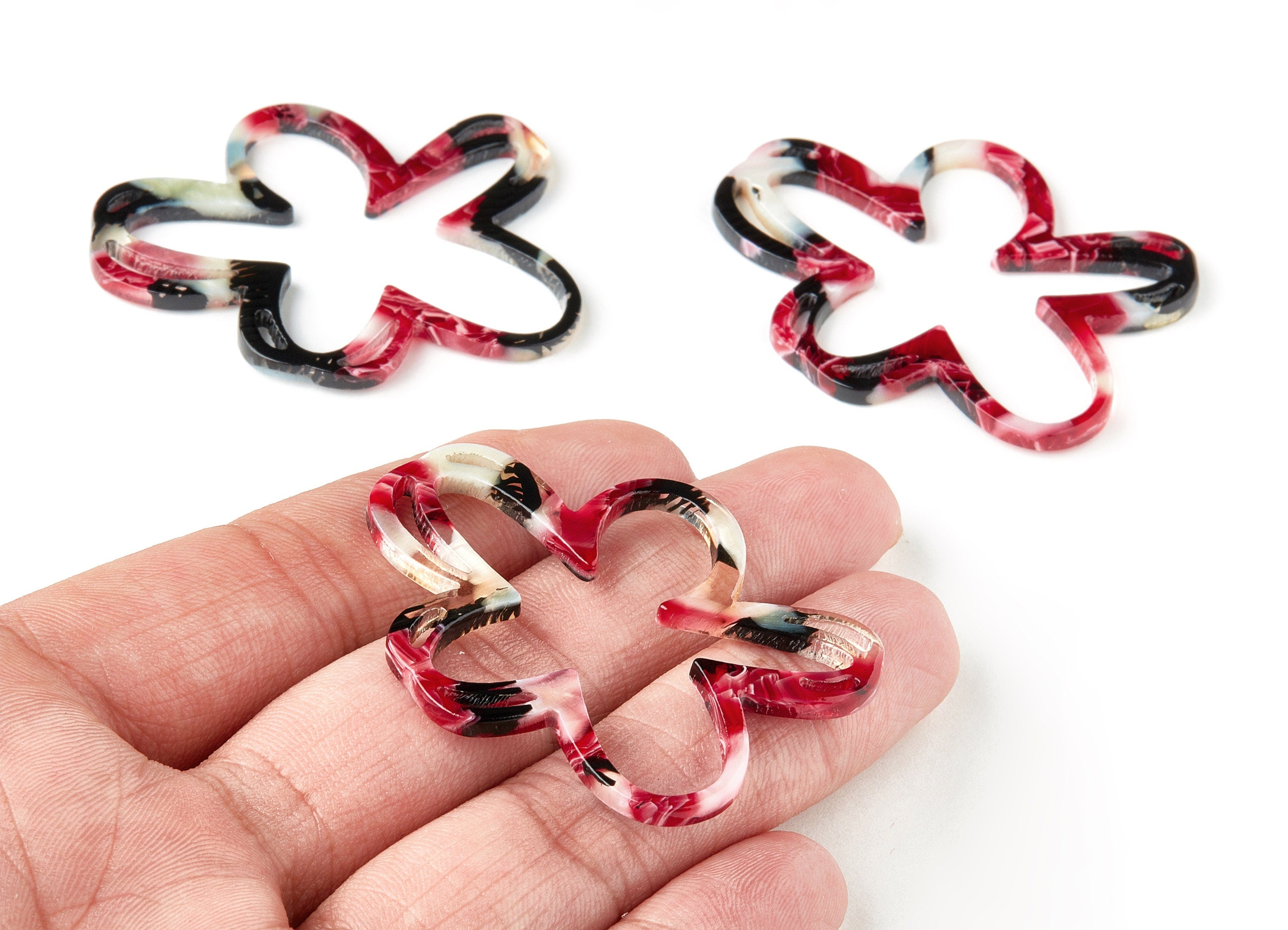 Acetate Flower Charms - Flower Earring and Pendant - Earring Findings - Jewelry Supplys - Color Code: A304 - 49.23x41.58x2.6mm - AC1654-A304 - DOMEDBAZAAR