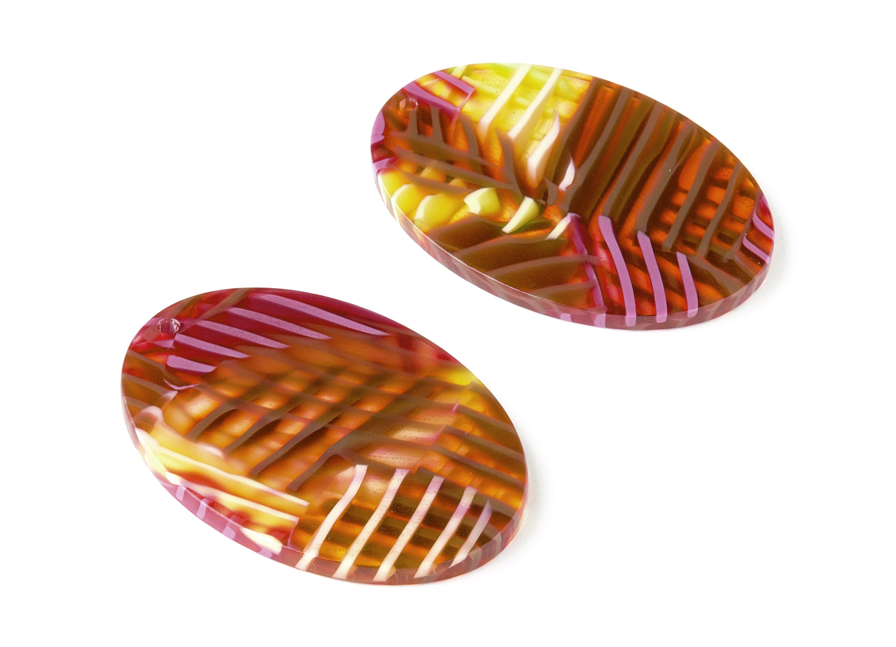 Acetate Oval Charms - Oval Earrings and Pendant - Earring Findings - Jewelry Supplies - Color Code: A340 - 41.6x30.85x2.56mm - AC1651-A340 - DOMEDBAZAAR