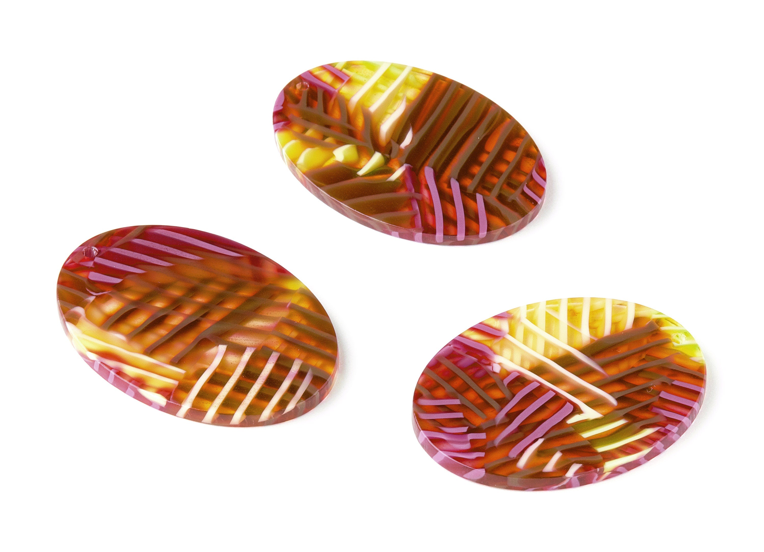 Acetate Oval Charms - Oval Earrings and Pendant - Earring Findings - Jewelry Supplies - Color Code: A340 - 41.6x30.85x2.56mm - AC1651-A340 - DOMEDBAZAAR