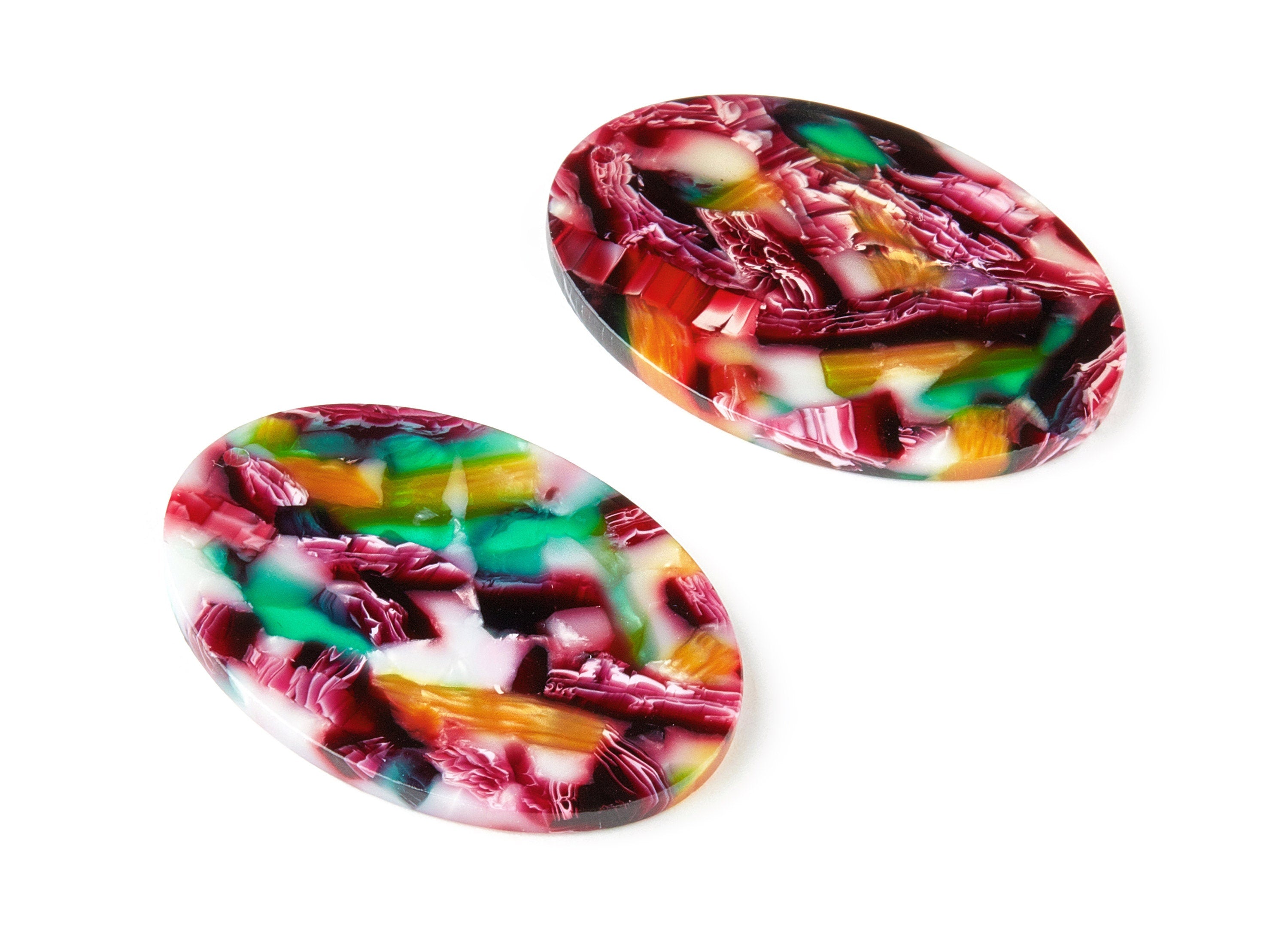 Acetate Oval Charms - Oval Earrings and Pendant - Earring Findings - Jewelry Supplies - Color Code: A338- 41.6x30.85x2.56mm - AC1651-A338 - DOMEDBAZAAR