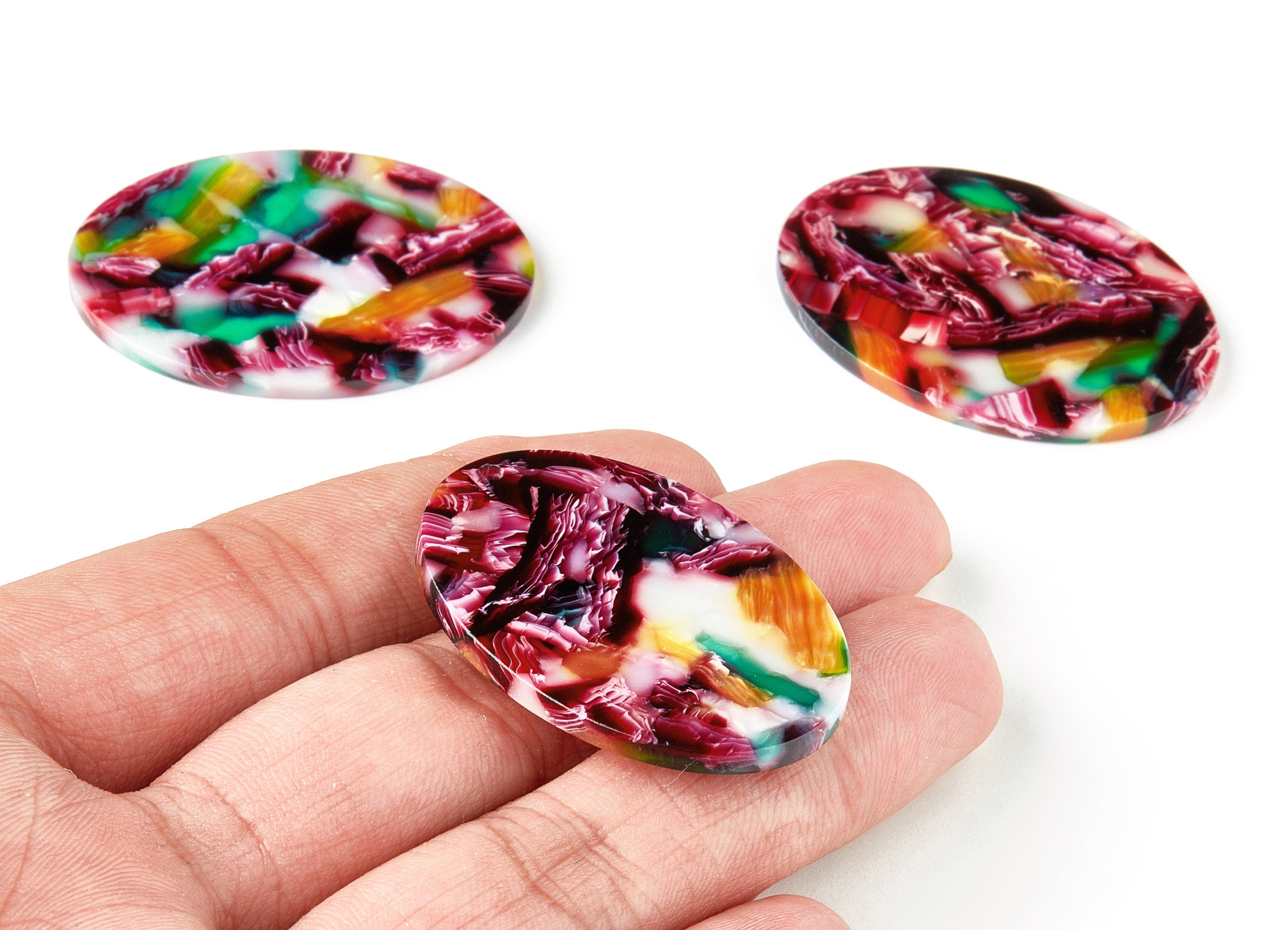 Acetate Oval Charms - Oval Earrings and Pendant - Earring Findings - Jewelry Supplies - Color Code: A338- 41.6x30.85x2.56mm - AC1651-A338 - DOMEDBAZAAR