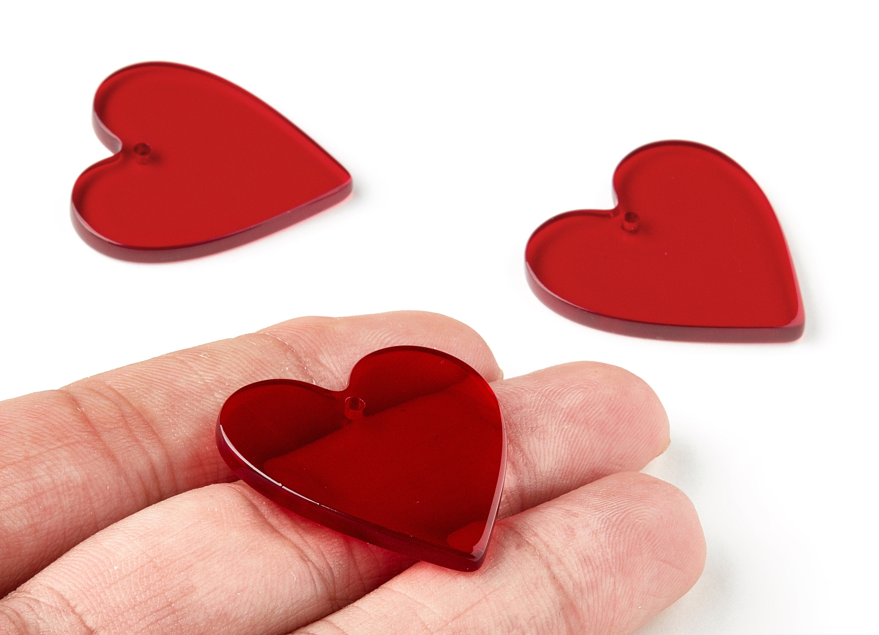 Acrylic Heart Charms - Heart Earrings and Pendant - Earring Findings - Jewellery Supplies - Color Code: A67- 31.9x31.09x3.26mm - AC1431-A67 - DOMEDBAZAAR
