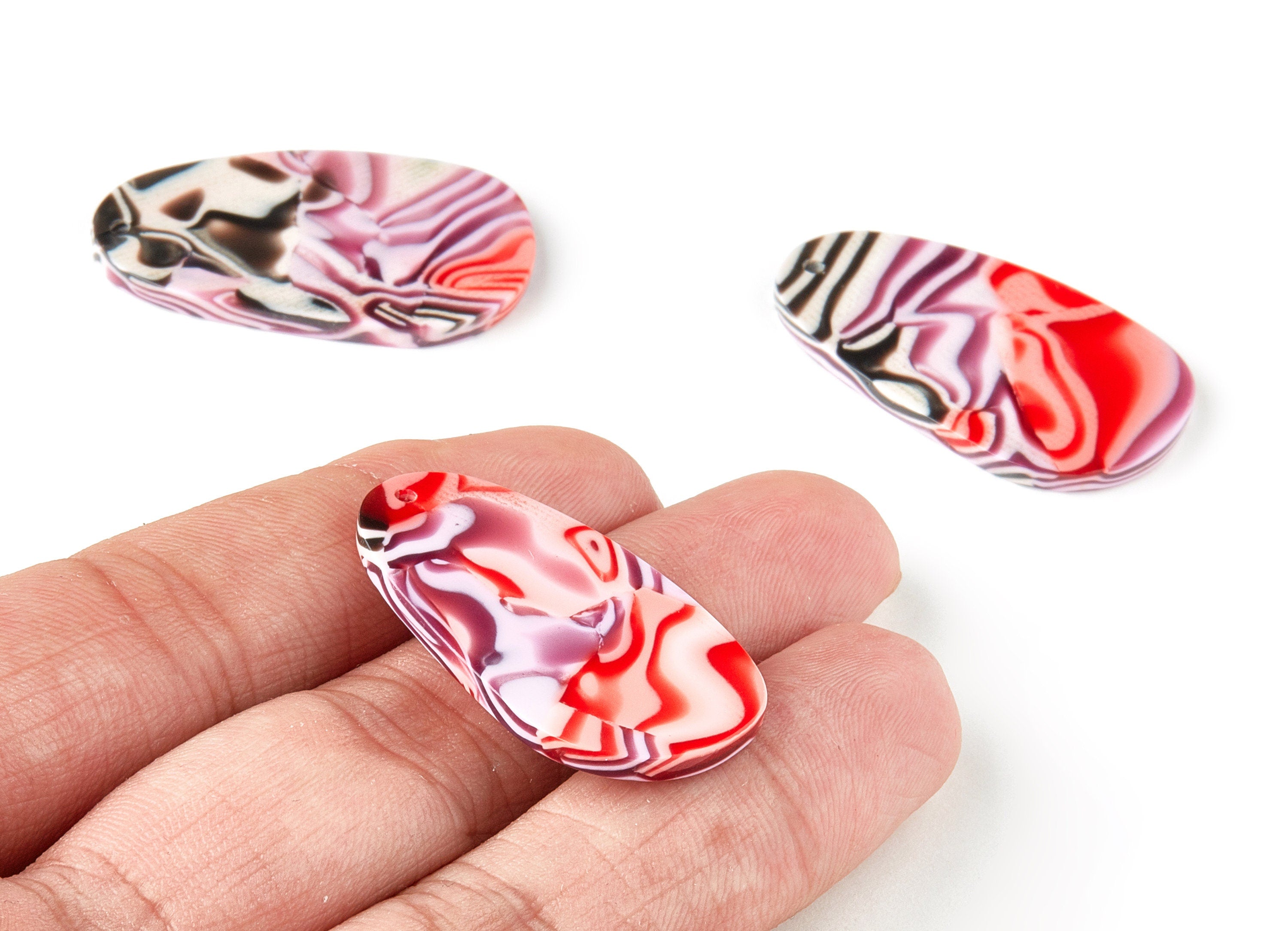 Acetate Oval Charms - Oval Earrings and Pendant - Earring Findings - Jewelry Supplies - Color Code: A316 - 35.48x20.46x2.53mm - AC1657-A316 - DOMEDBAZAAR
