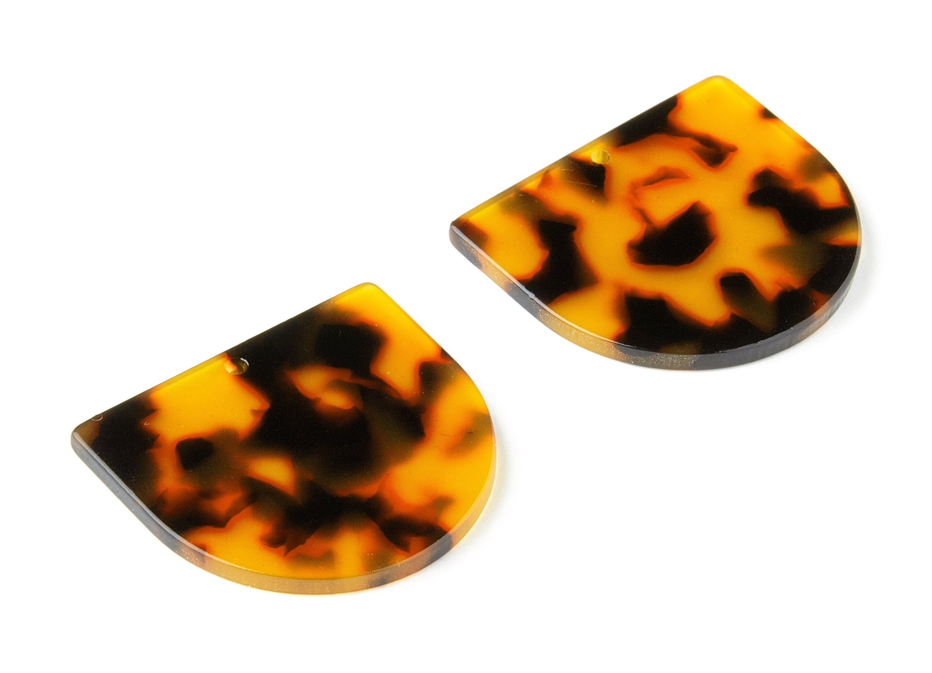 Acetate D Charms - Tortoise Shell Earrings - Domed Pendant - Jewelry Making Supplies - Color Code: A04 - 34x29.21x2.5mm - AC1094-A04 - DOMEDBAZAAR