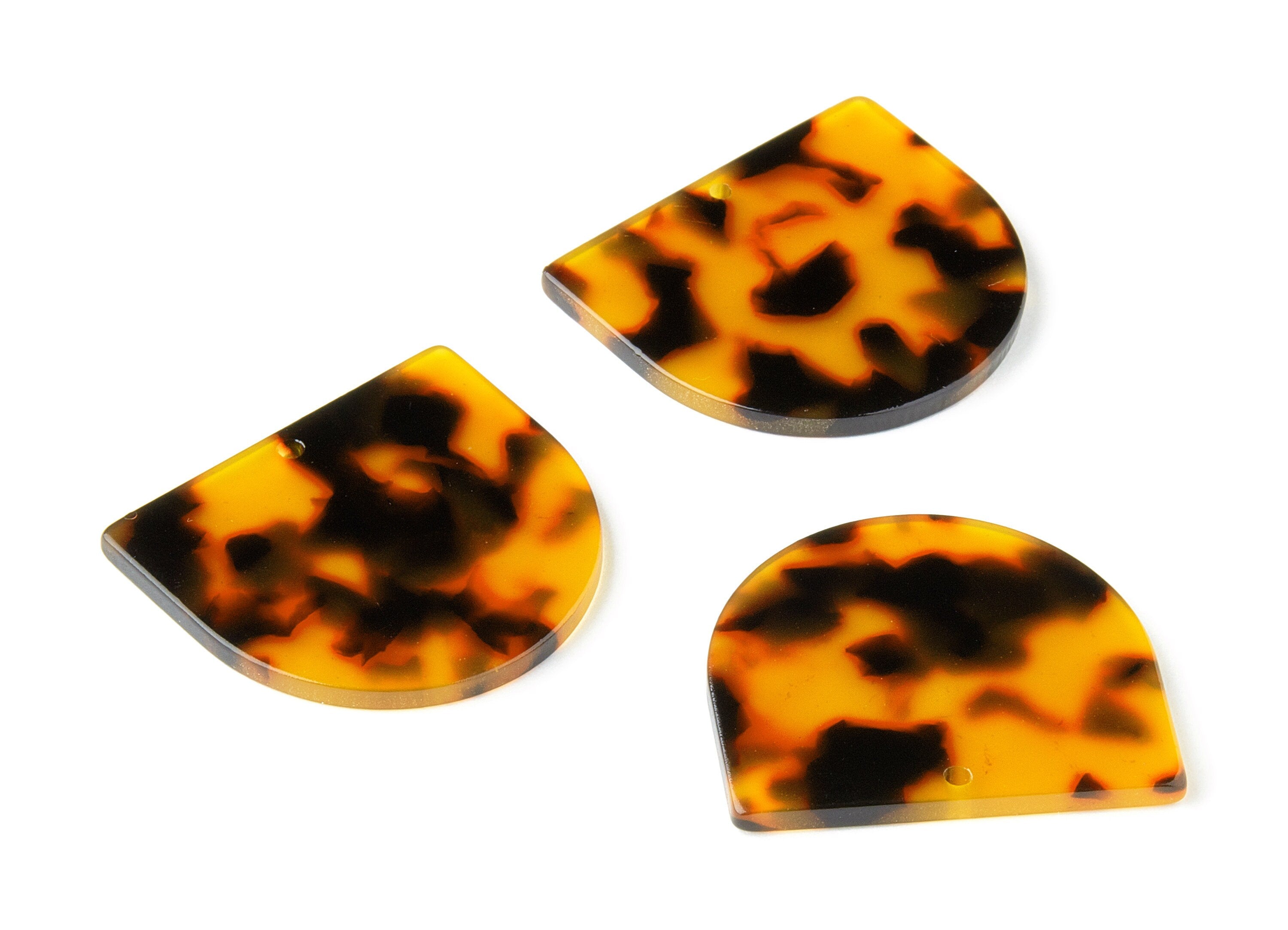 Acetate D Charms - Tortoise Shell Earrings - Domed Pendant - Jewelry Making Supplies - Color Code: A04 - 34x29.21x2.5mm - AC1094-A04 - DOMEDBAZAAR