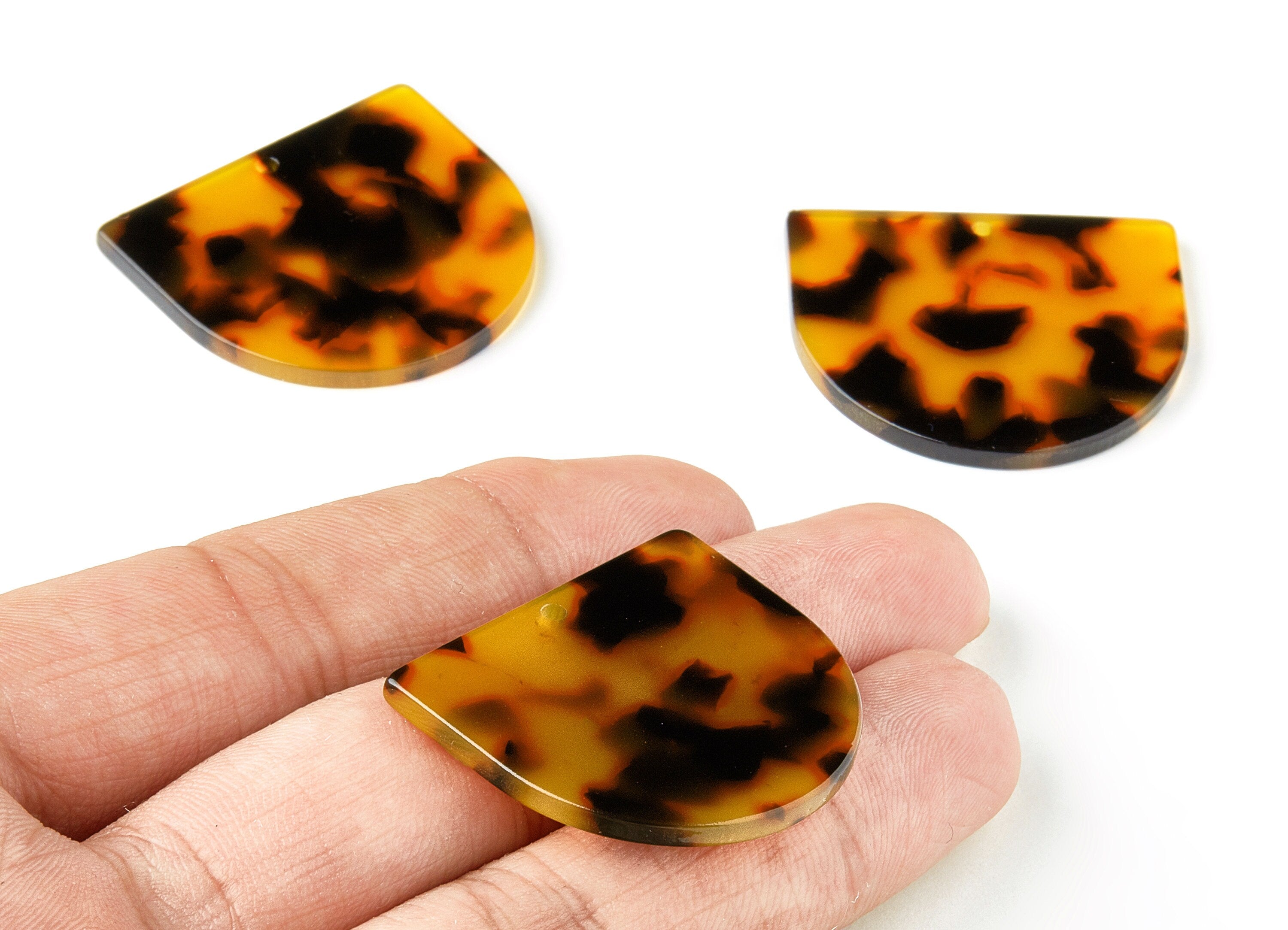 Acetate D Charms - Tortoise Shell Earrings - Domed Pendant - Jewelry Making Supplies - Color Code: A04 - 34x29.21x2.5mm - AC1094-A04 - DOMEDBAZAAR
