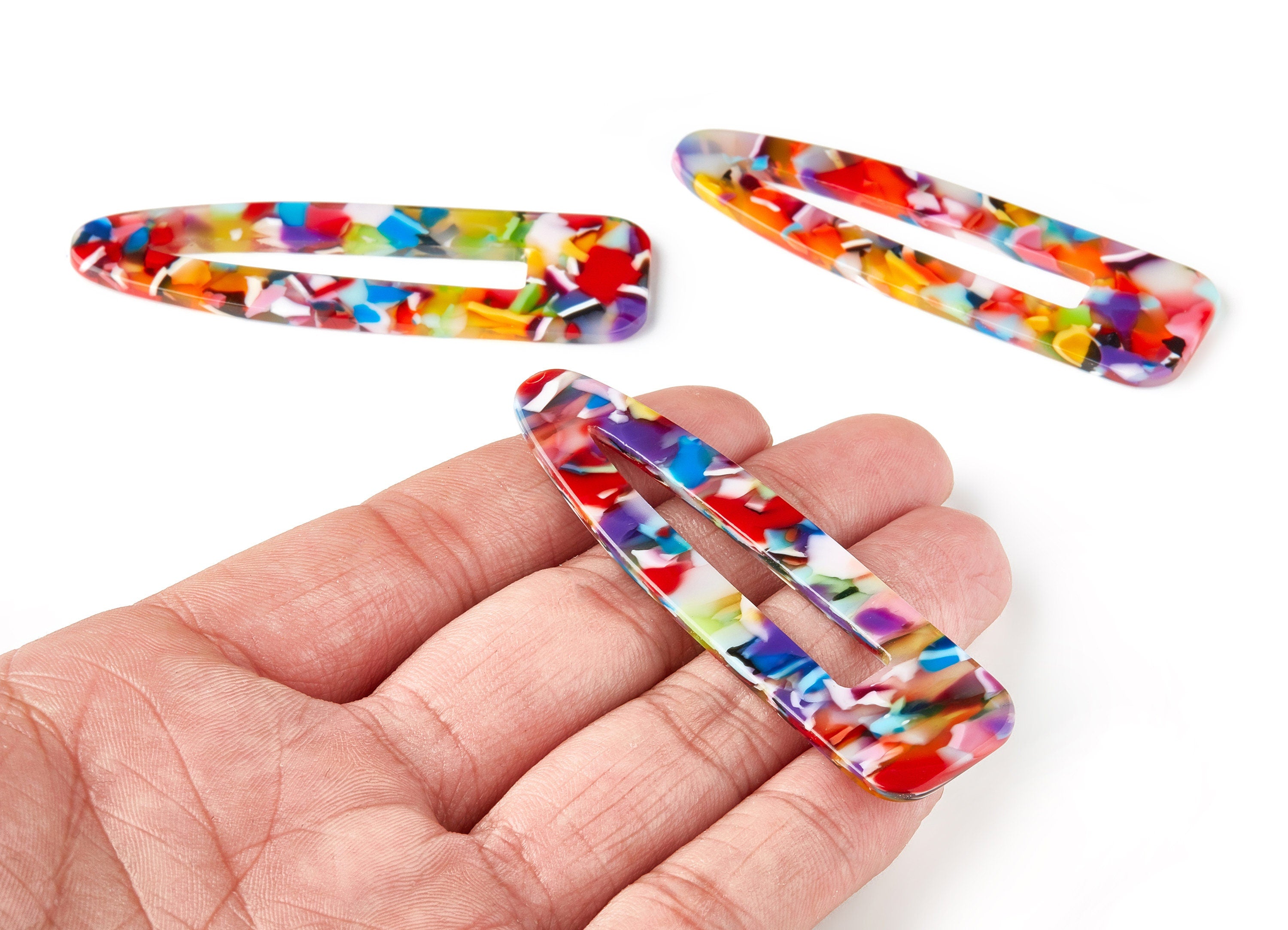 Acetate Acrylic Hair Barrette - Hair Clip Earrings - Earring Findings - Jewelry Supplies - Color Code:A21 - 69.2x20.4x2.4mm - AC1546-A21 - DOMEDBAZAAR