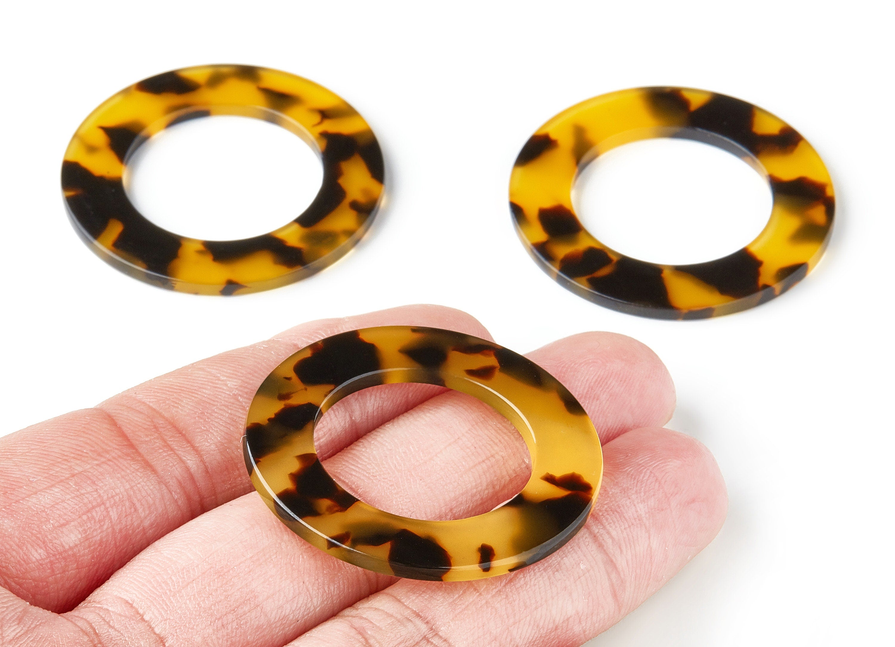 Acetate Circle Charms - Tortoise Shell Earrings - Circle Pendant - Jewelry Making Supplies - Color Code: A02 - 39.8x39.8x2.54mm - AC1070A2 - DOMEDBAZAAR