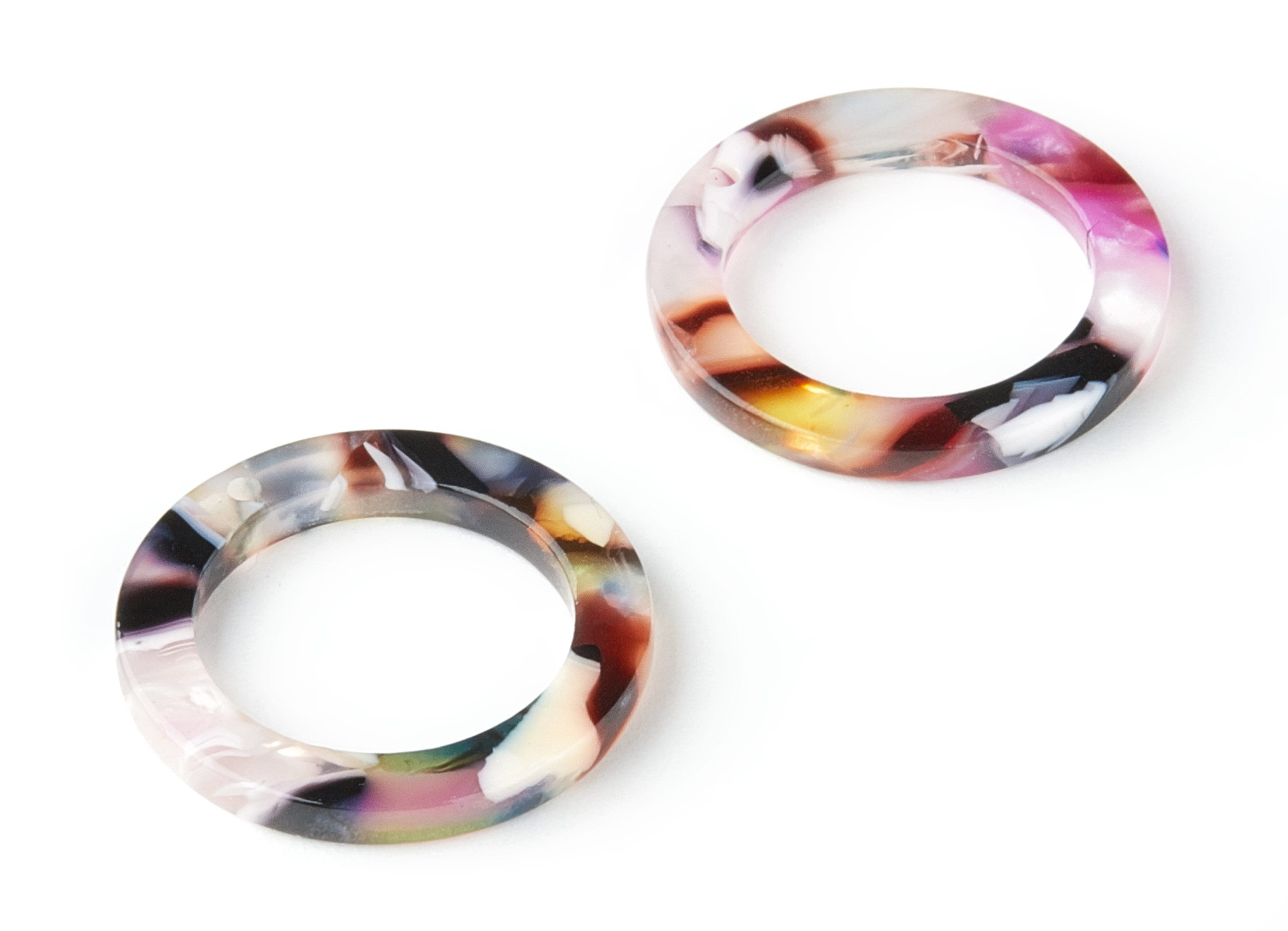 Acetate Hoop Earring Charms - Acrylic Circle Pendant - Earring Findings - Jewelry Supplies - Color Code: A11 - 22.8x22.8x2.63mm - AC1118-A11 - DOMEDBAZAAR