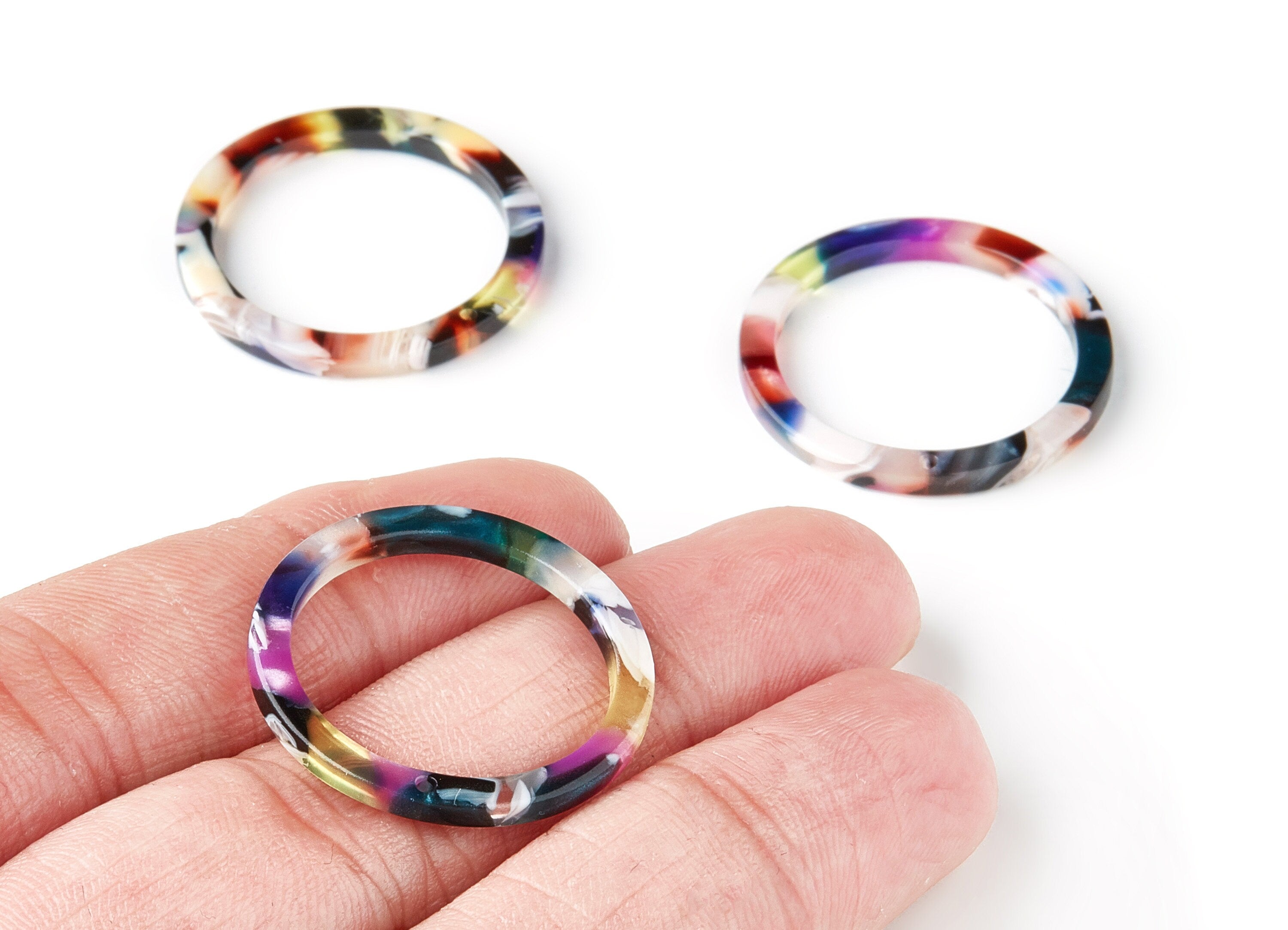 Acetate Circle Charms - Circle Pendant - Earring Findings - Jewelry Supplies - Color Code: A11 - 27x27x2.85mm - AC1154-A11 - DOMEDBAZAAR