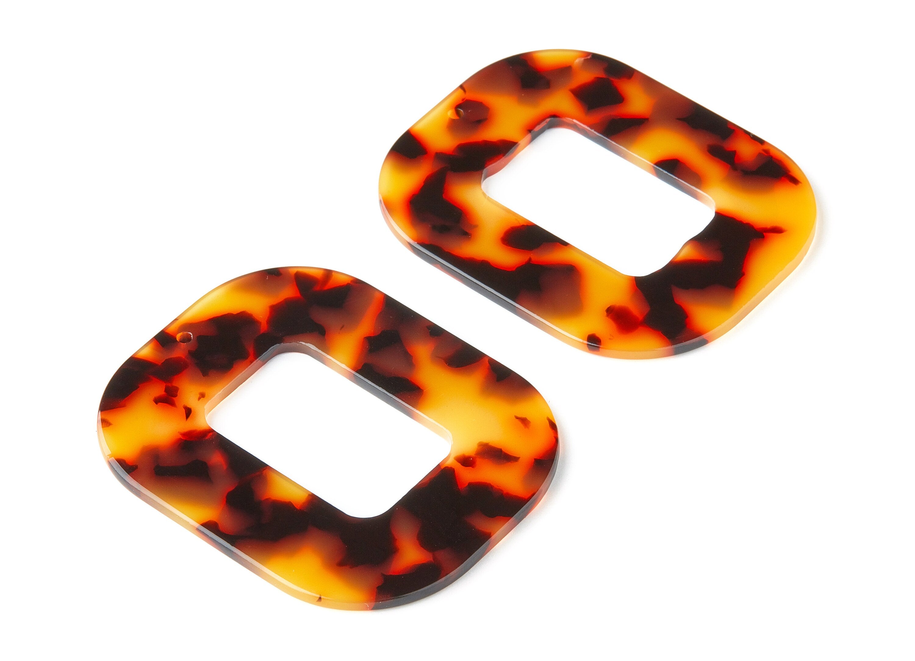 Acetate Acrylic Earring Charms - Tortoise Shell Earrings - Big Rectangle pendant - Color Code: A05 - 59.2x49.2x2.5mm - AC1092A - DOMEDBAZAAR