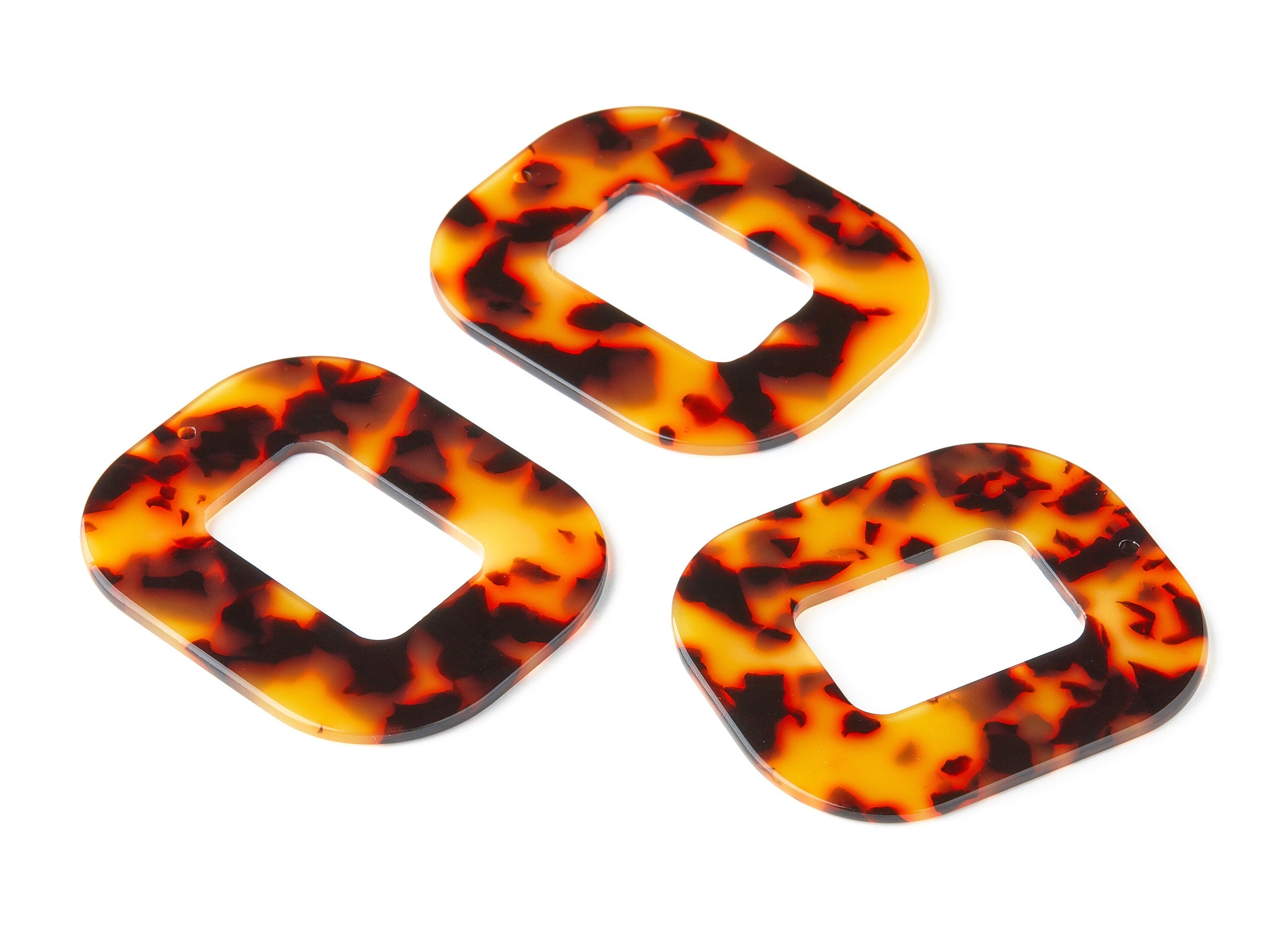 Acetate Acrylic Earring Charms - Tortoise Shell Earrings - Big Rectangle pendant - Color Code: A05 - 59.2x49.2x2.5mm - AC1092A - DOMEDBAZAAR