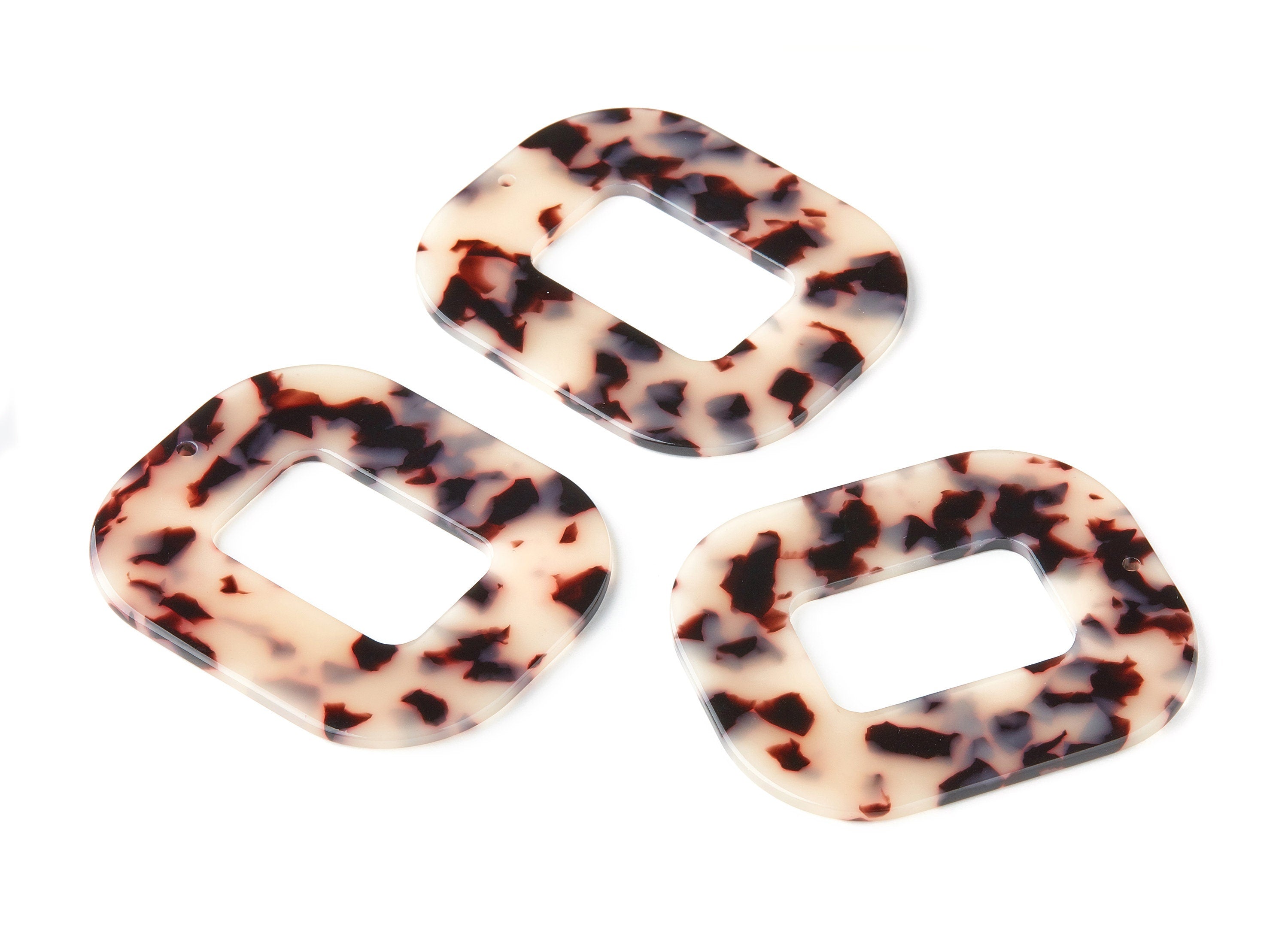 Acetate Acrylic Earring Charms - Blonde Tortoise Shell Earrings - Big Rectangle pendant - Color Code: A07 - 59.2x49.2x2.5mm - AC1092B - DOMEDBAZAAR