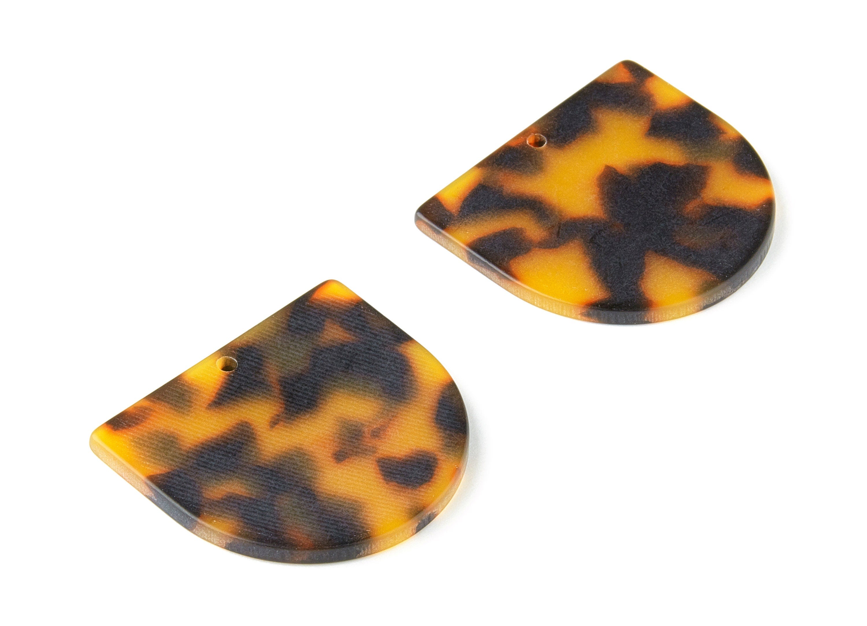 Acetate D Charms - Matte Tortoise Shell Earrings - Domed Pendant - Jewelry Making Supplies - Color Code: A294 - 34x29.21x2.5mm - AC1094-A294 - DOMEDBAZAAR
